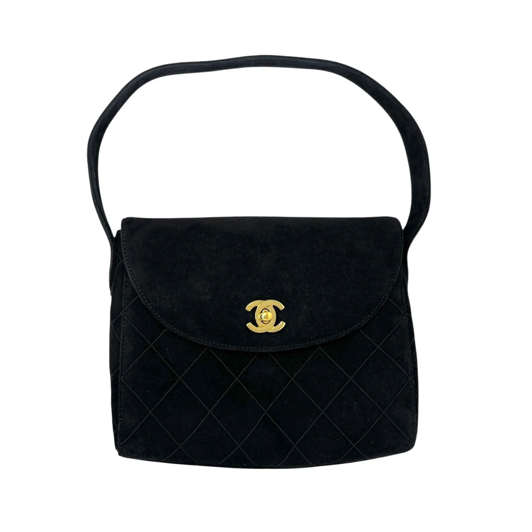 Chanel Small Black Suede Shoulder Bag