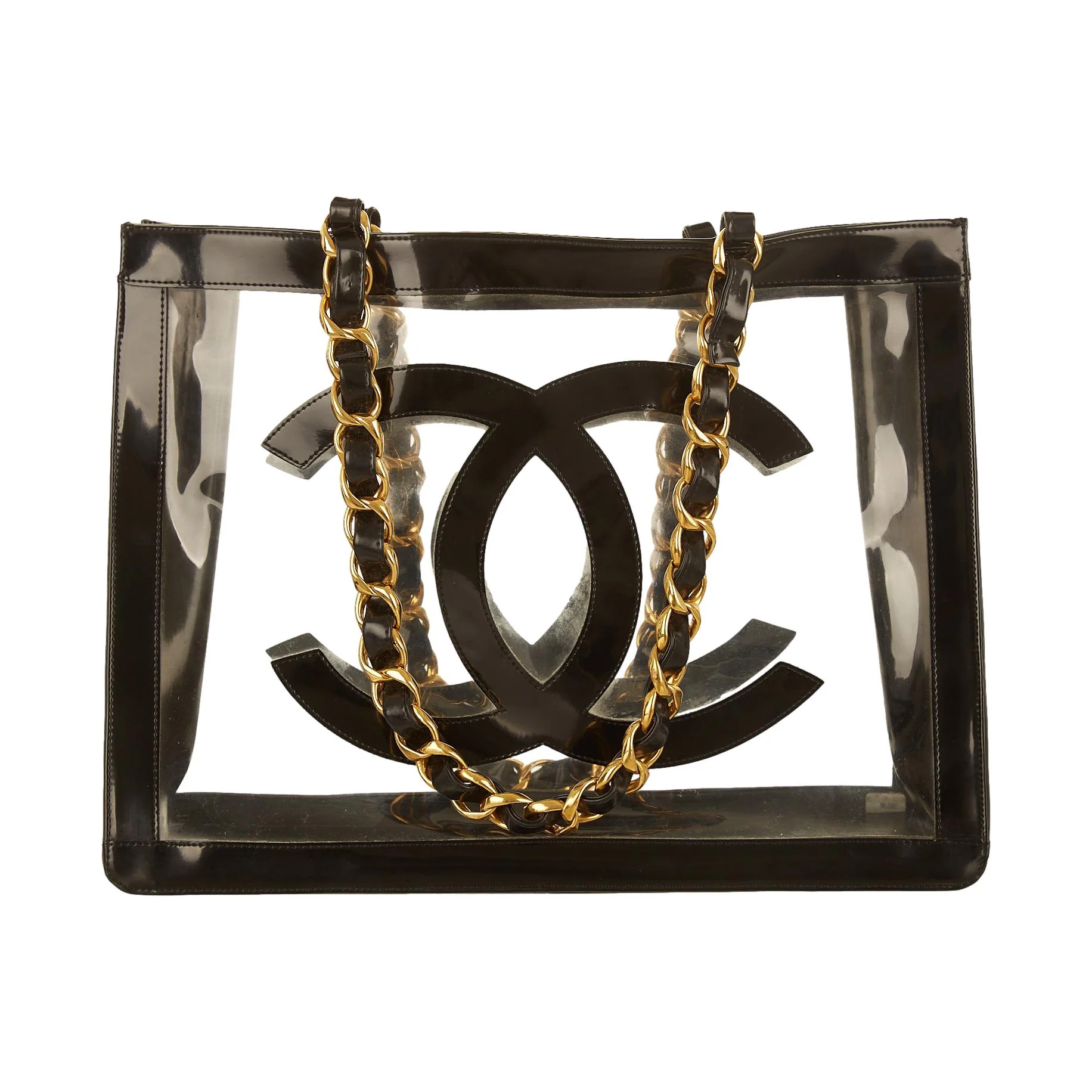 Chanel Black Tranparent Logo Tote - Image 2