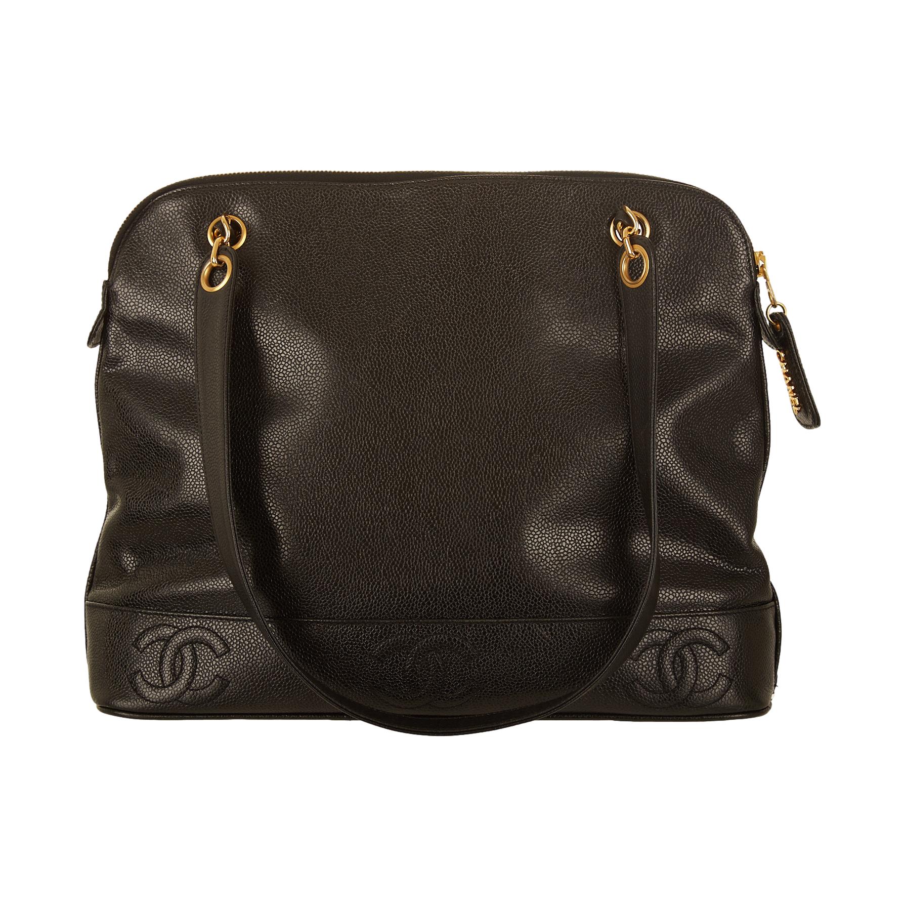Chanel Black Triple Logo Chain Shoulder Bag
