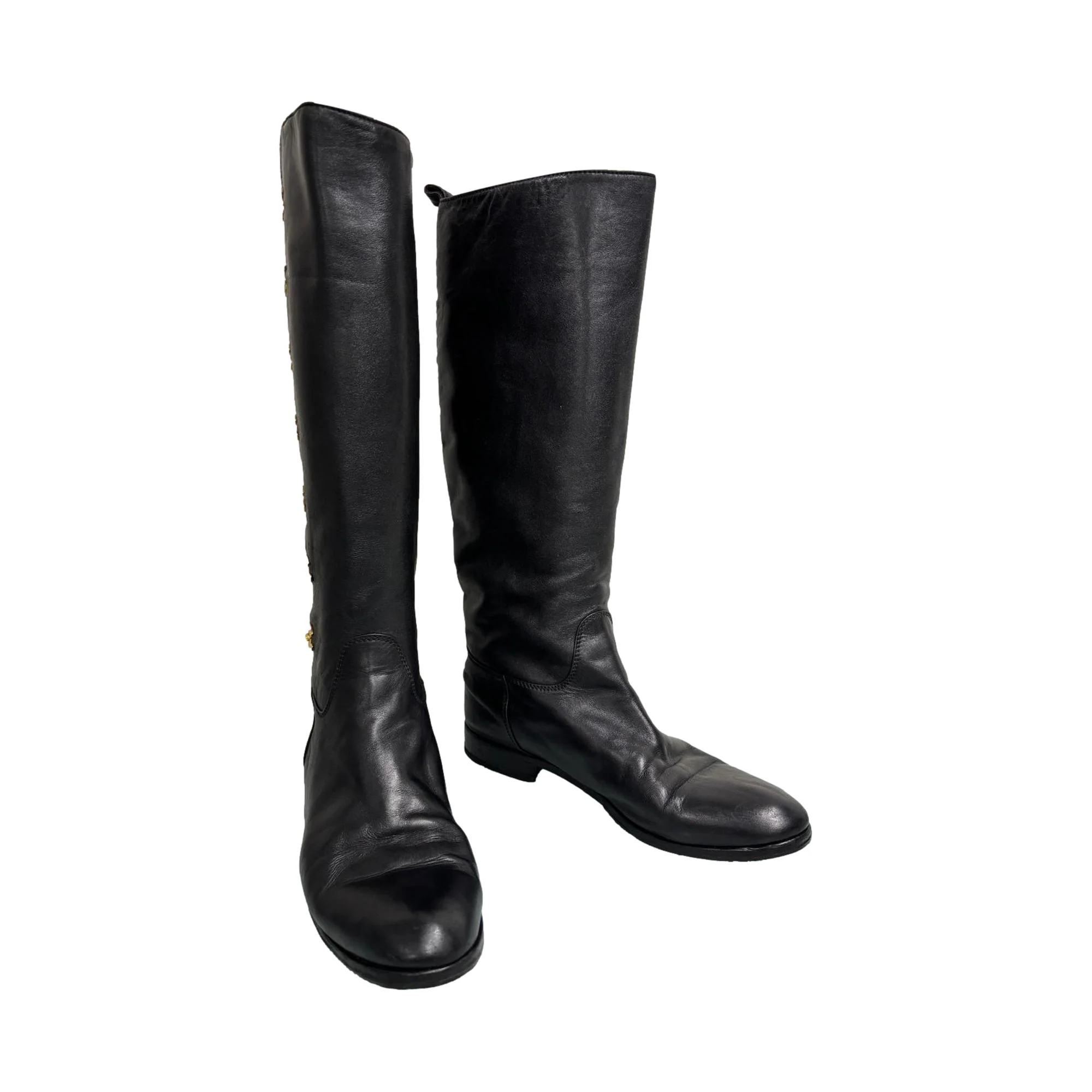 Chanel Black Turn-lock Logo Riding Boots - Image 2