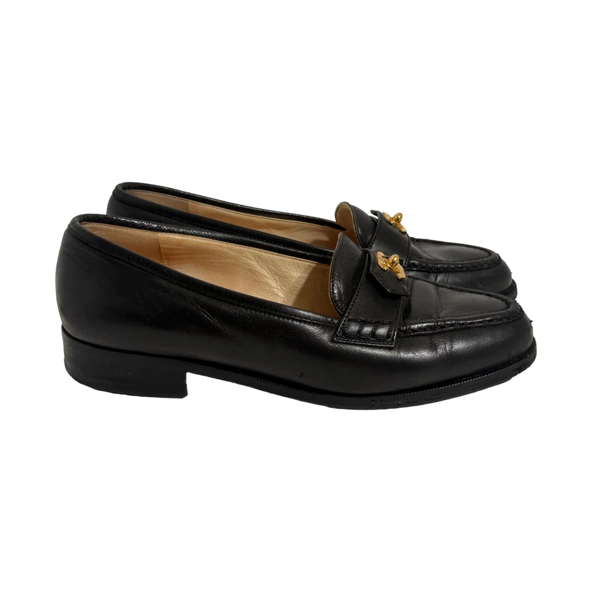Chanel Black Turnlock Loafers - Image 2