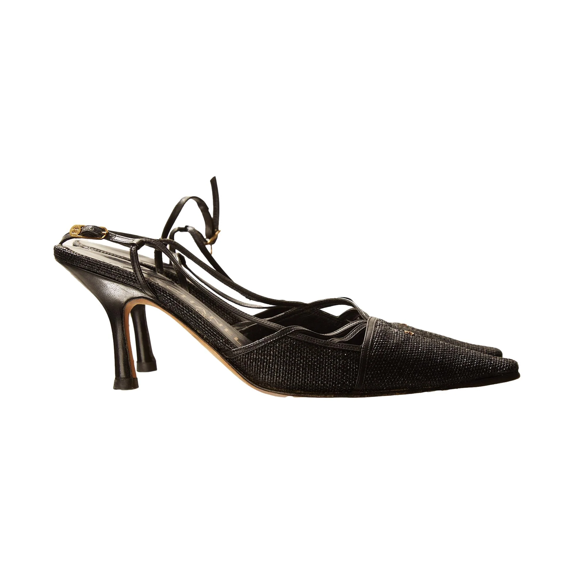 Chanel Black Logo Heels - Image 2