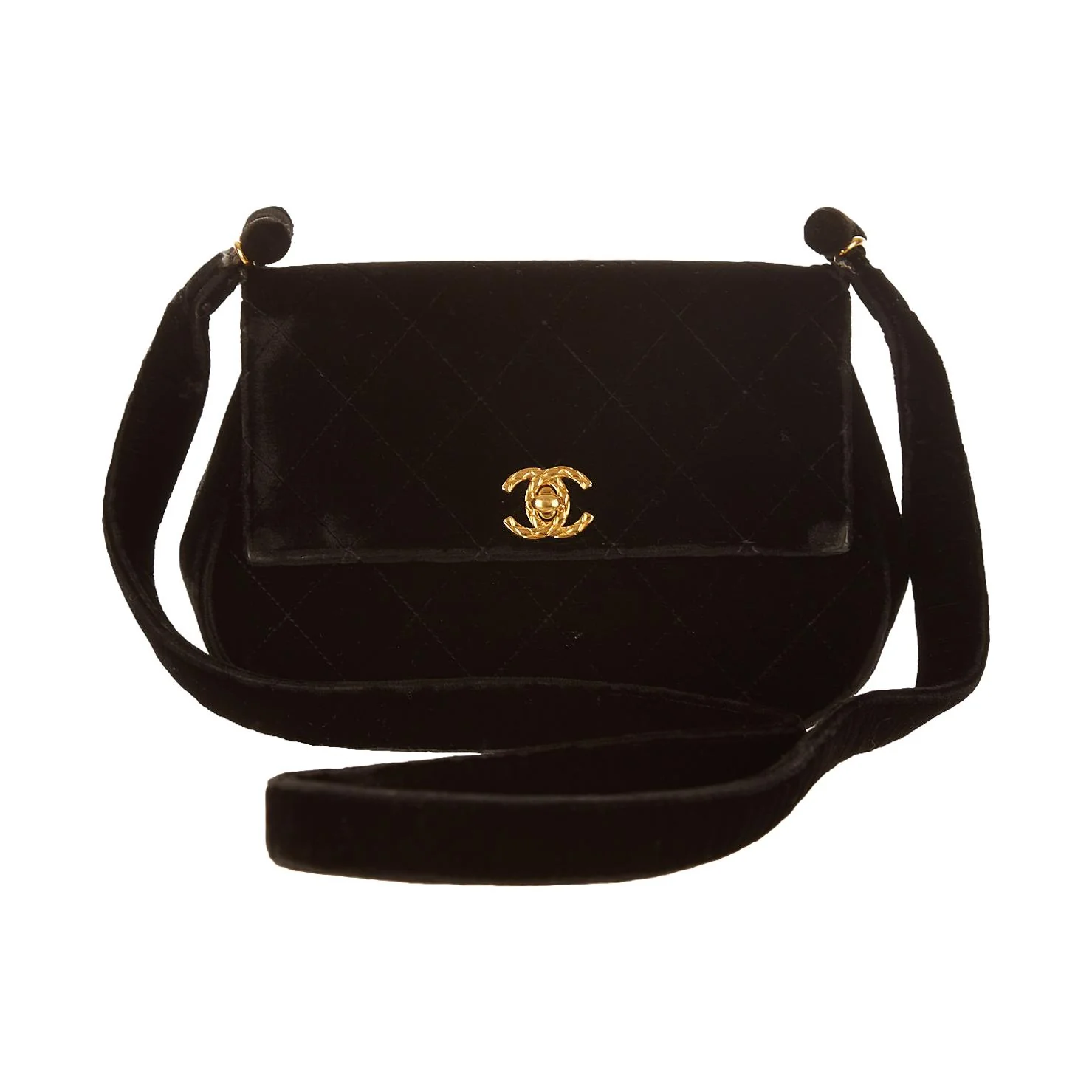 Chanel Black Velour Shoulder Bag - Image 3