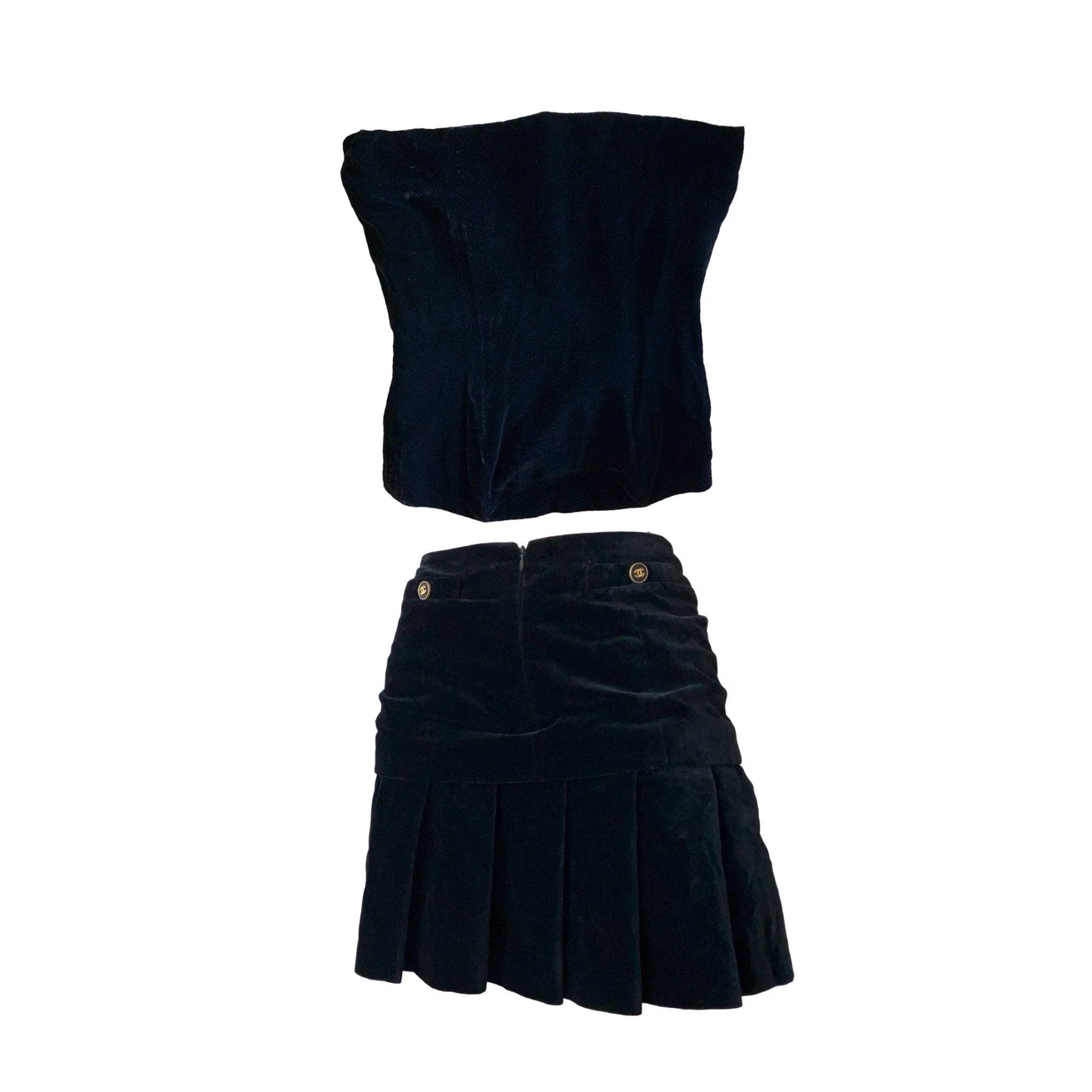 Chanel Black Velvet Corset Set