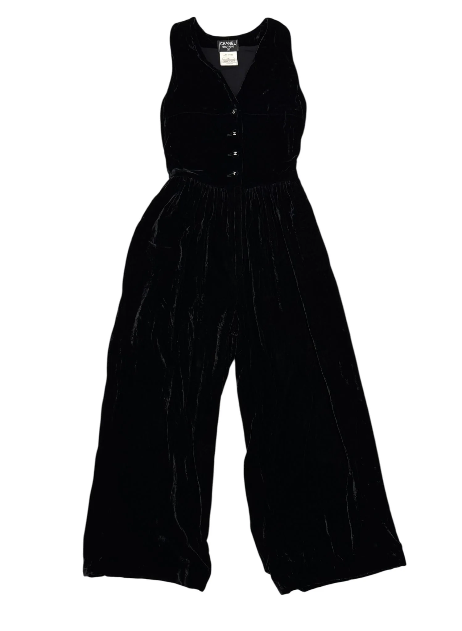 Chanel Black Velvet Logo Jumpsuit - Image 2