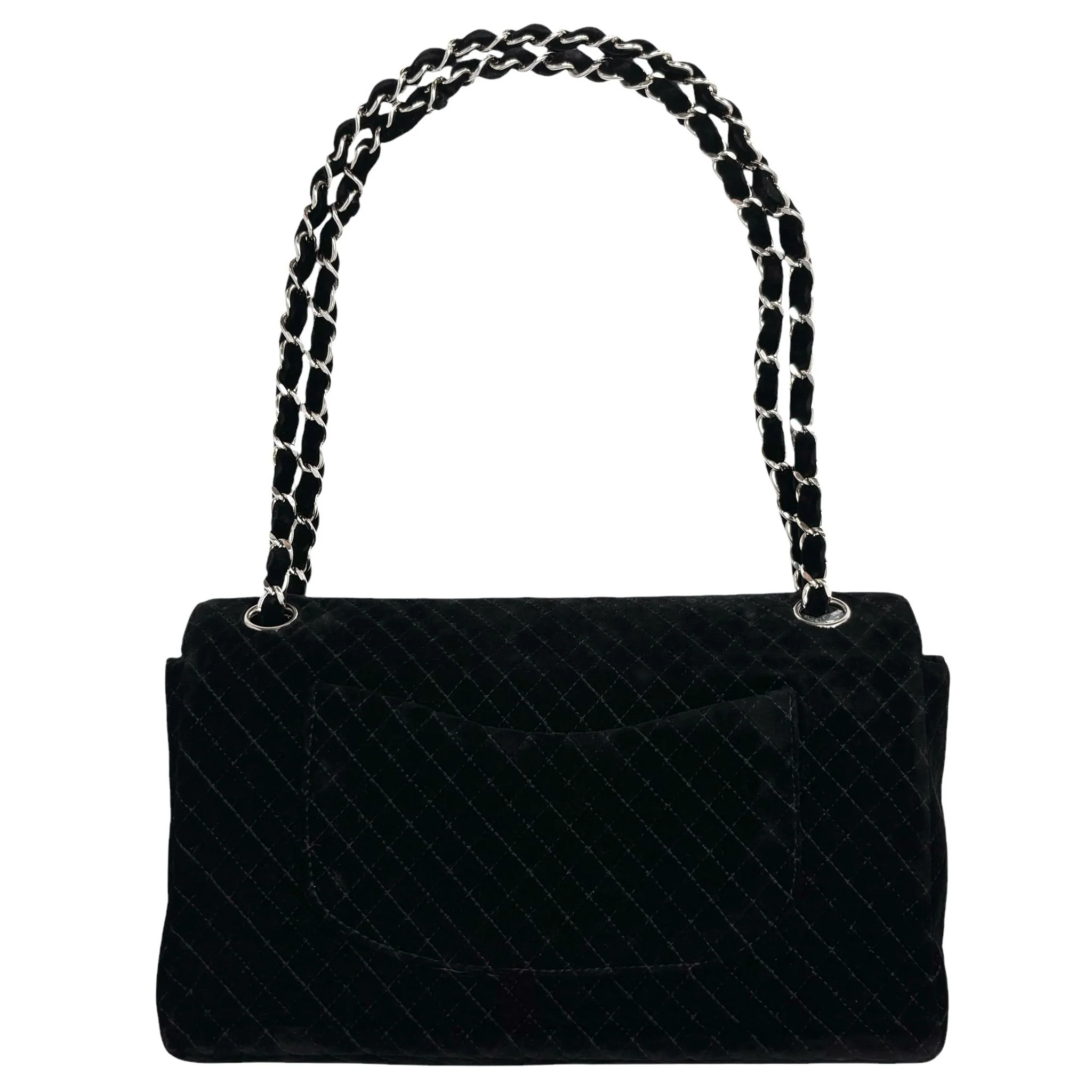 Chanel Black Velvet Micro Quilted Flap Bag - Image 2