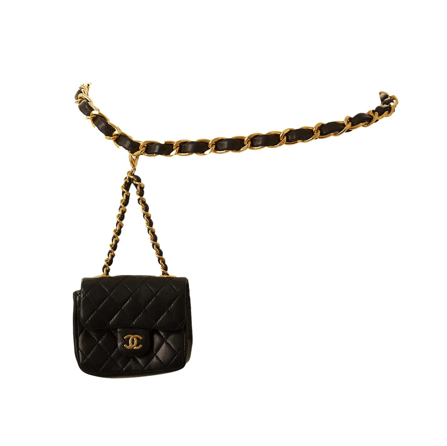 Chanel Black Mini Chain Belt Bag - Image 2