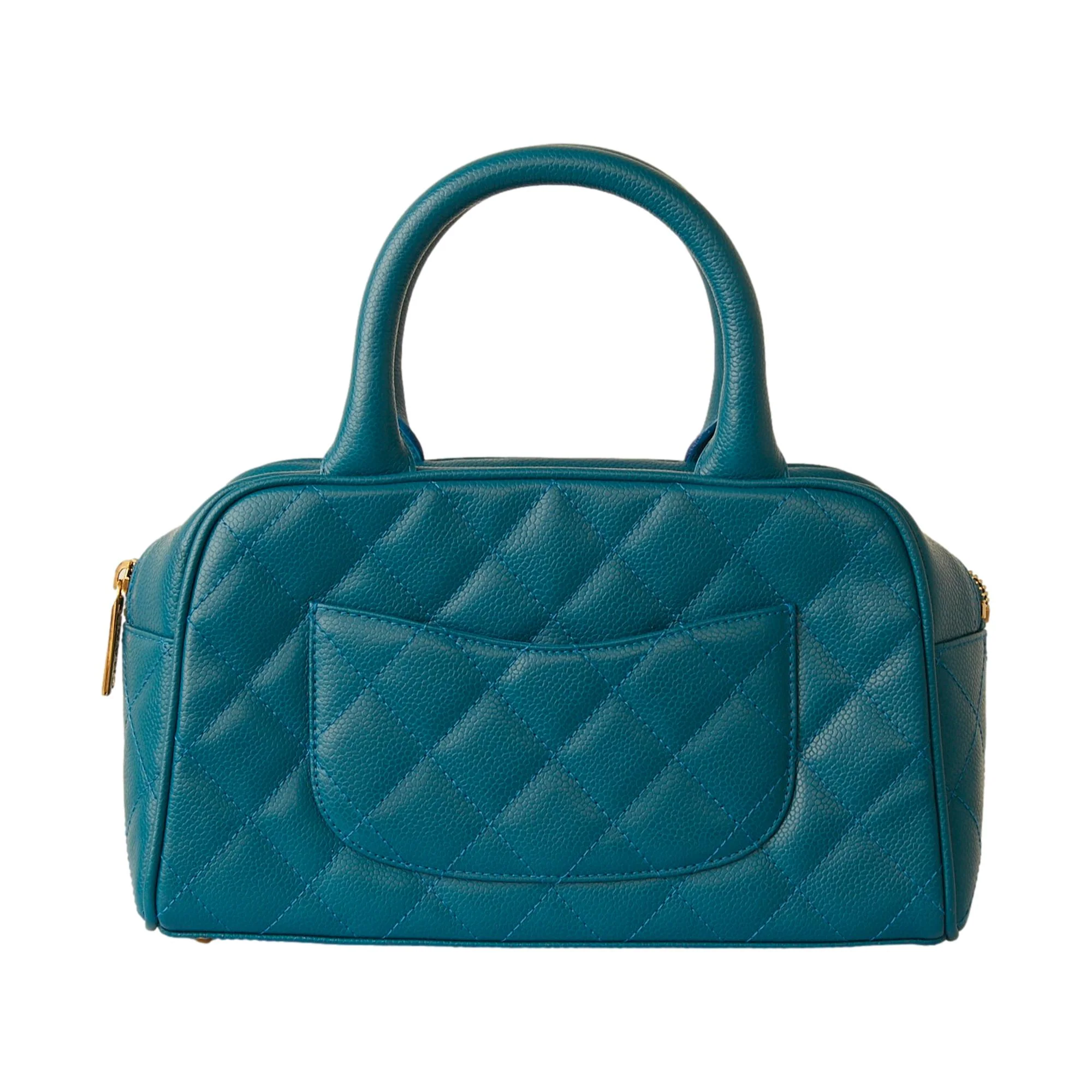 Chanel Blue Caviar Mini Bowler Bag - Image 2