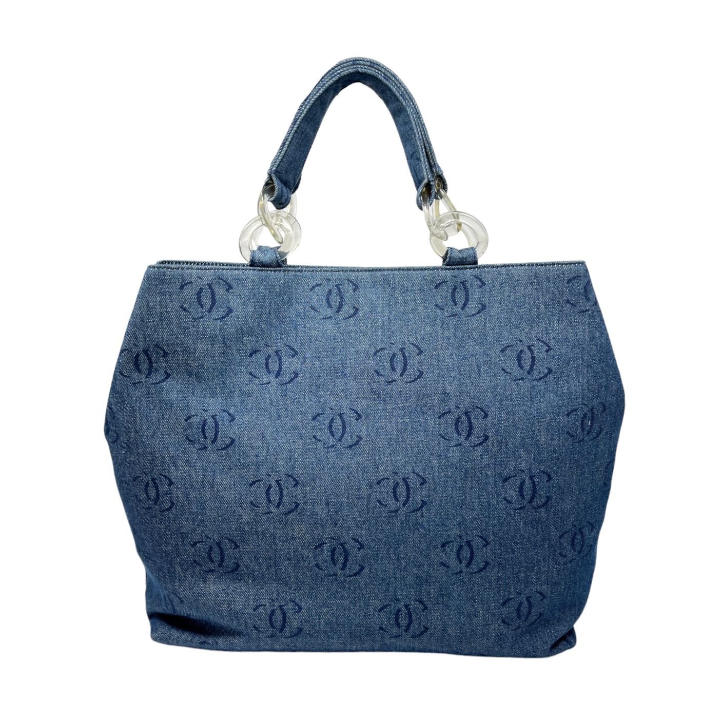 Chanel Blue Denim Logo Shoulder Bag - Image 2