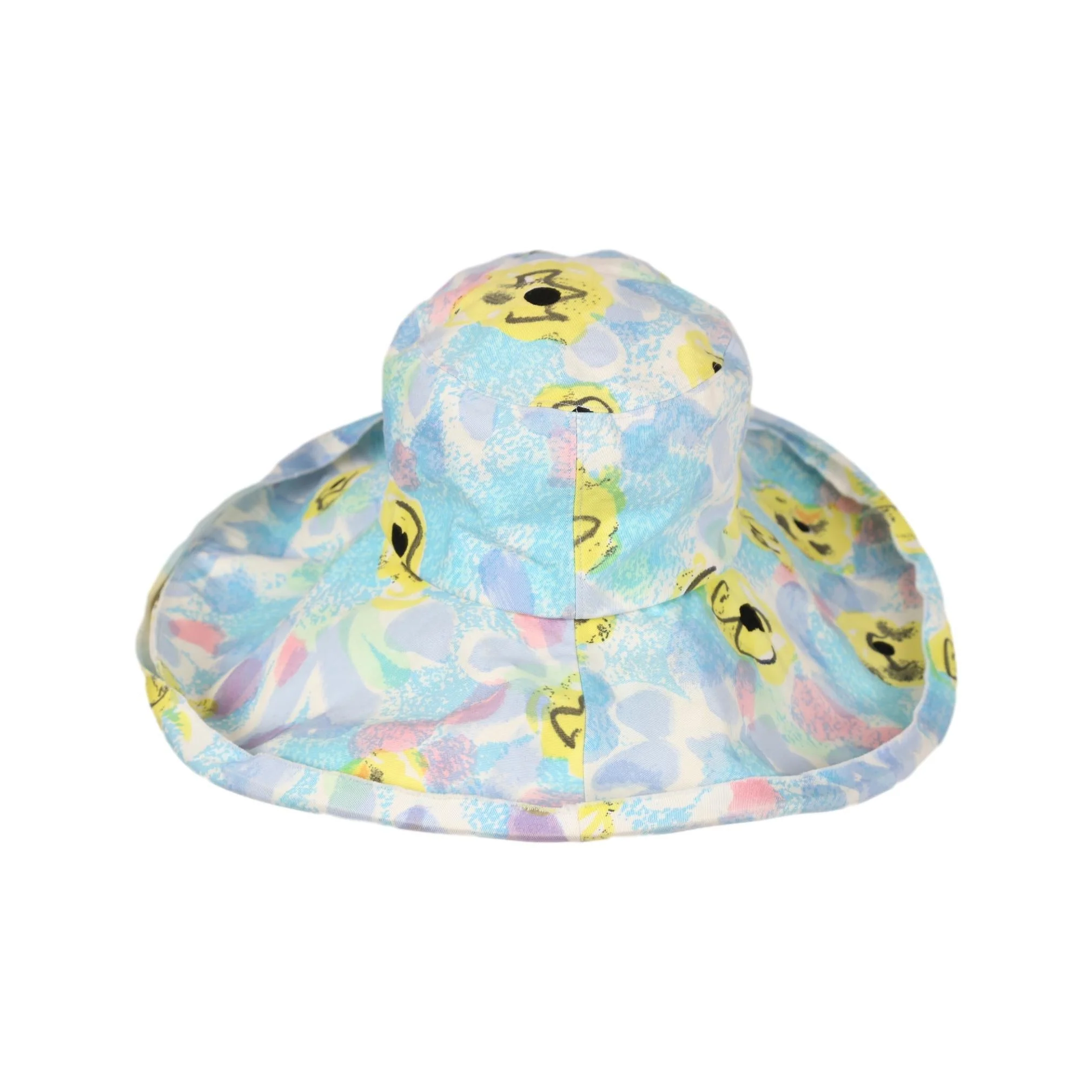 Chanel Blue Floral Jumbo Sun Hat - Image 3