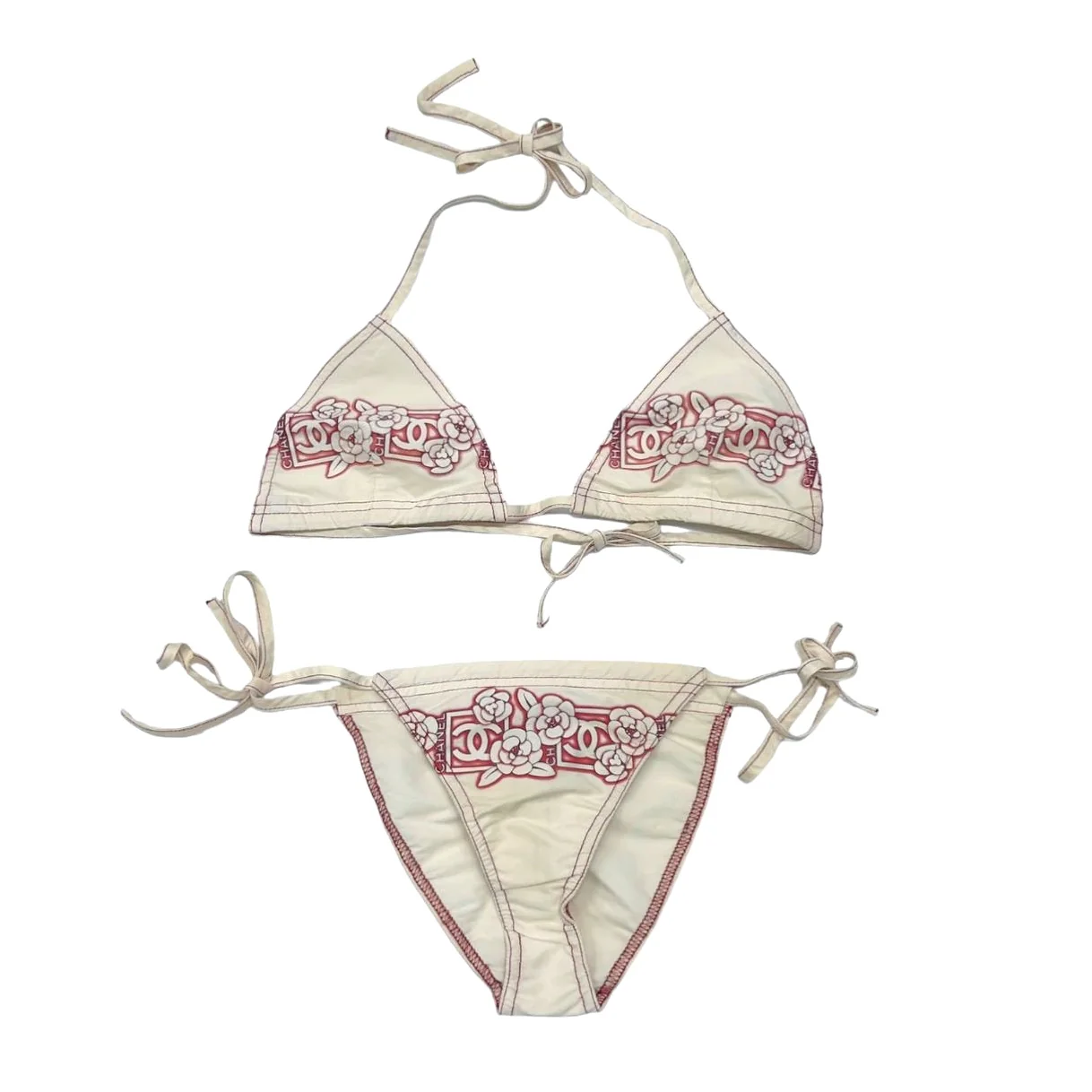 Chanel Red Floral Print Bikini