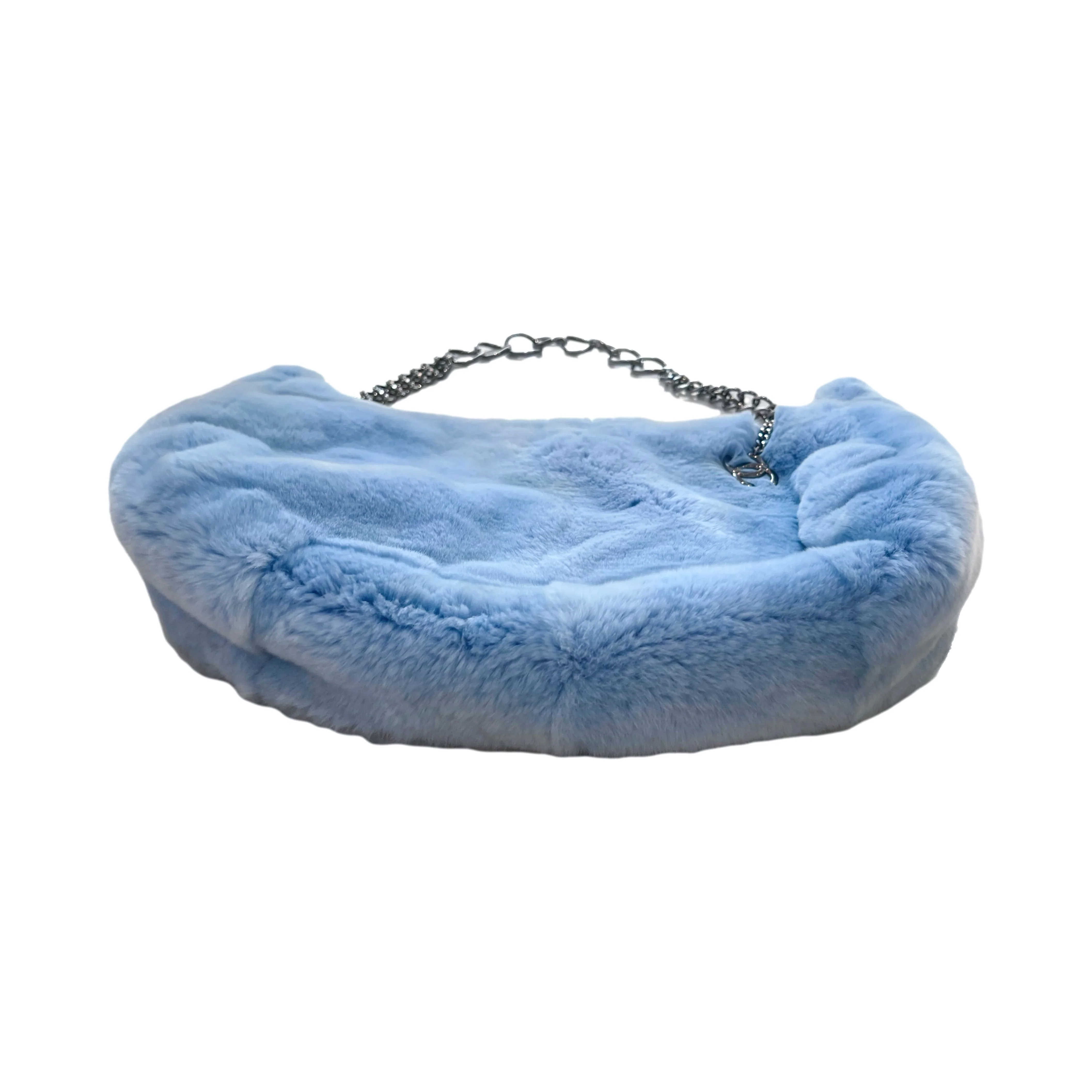Chanel Blue Fur Chain Bag - Image 2