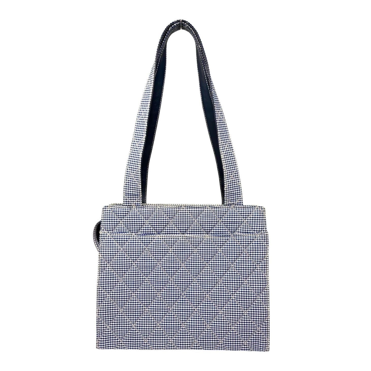 Chanel Blue Gingham Shoulder Tote - Image 2