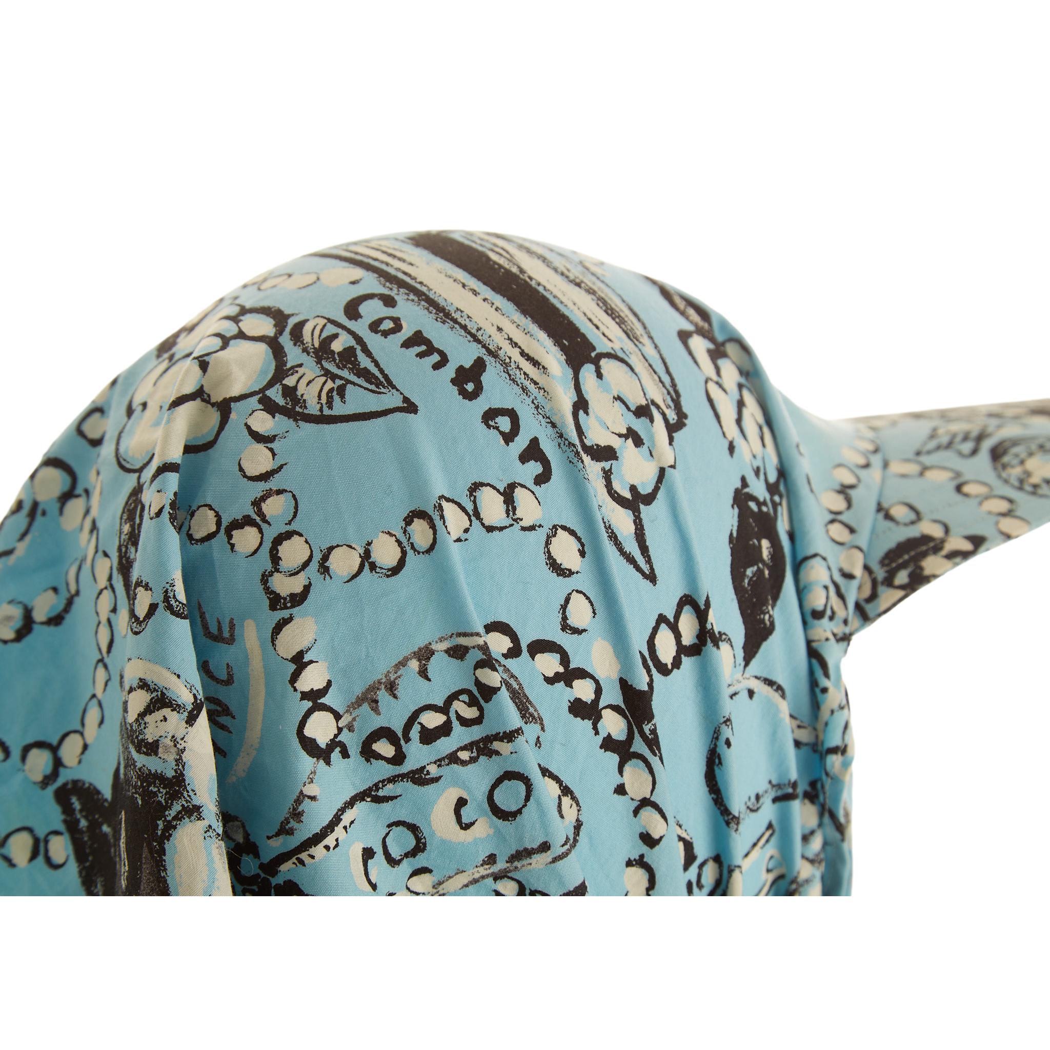 Chanel Blue Icon Print Scarf Hat - Image 4