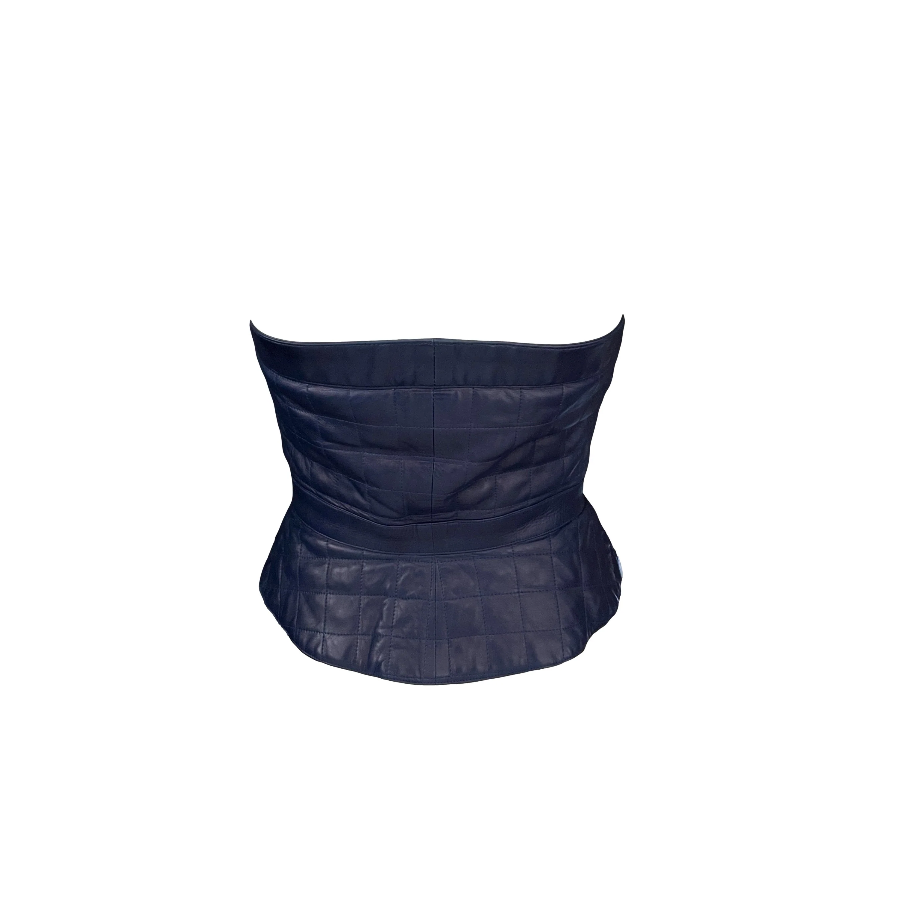 Chanel Blue Leather Logo Button Corset - Image 2