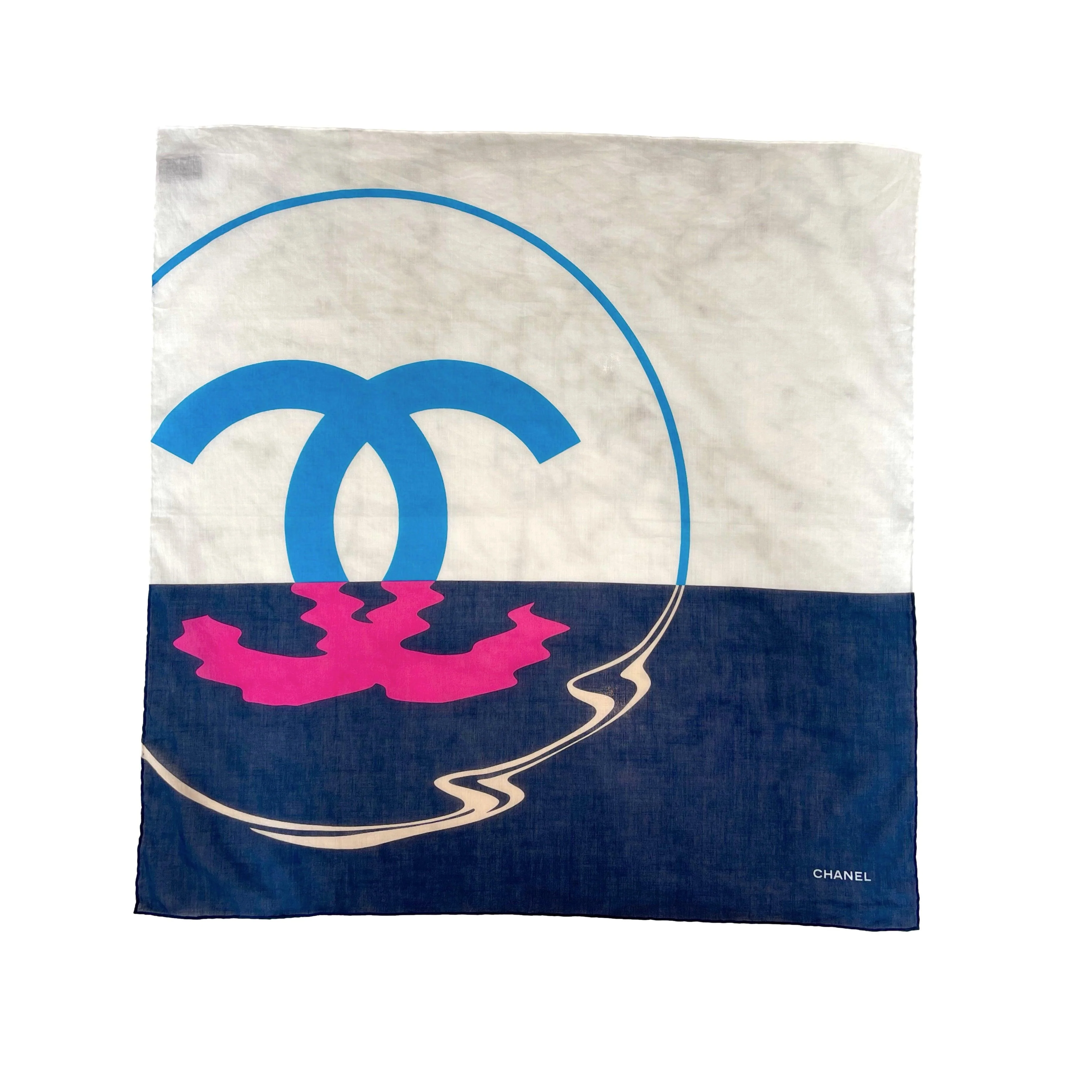 Chanel Blue Logo Scarf
