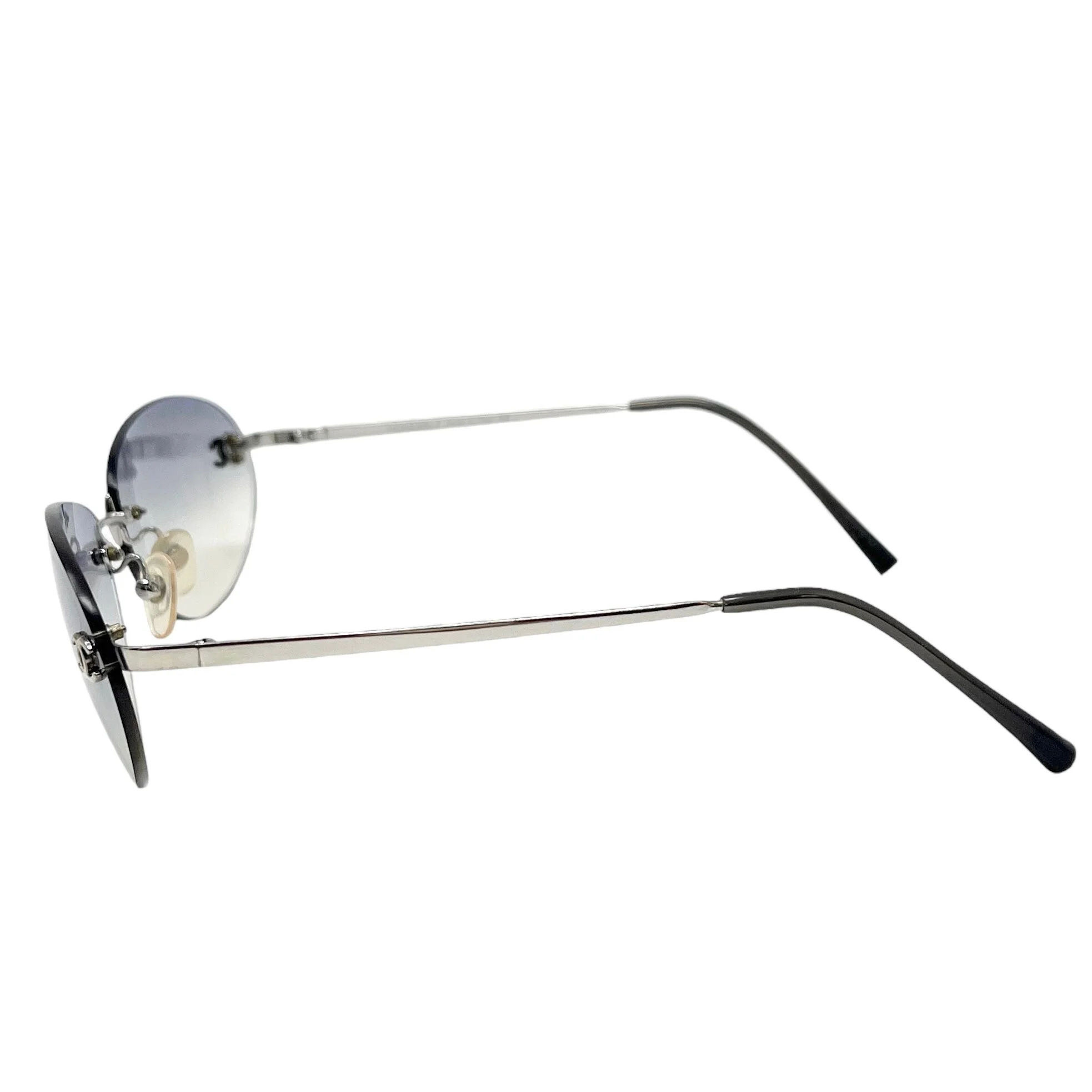 Chanel Blue Logo Rimless Sunglasses - Image 3