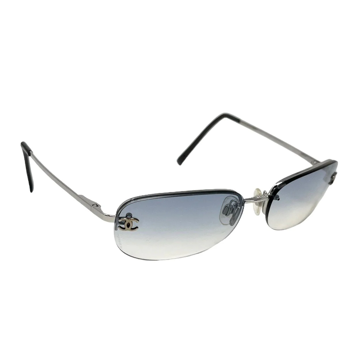 Chanel Blue Logo Rimless Sunglasses