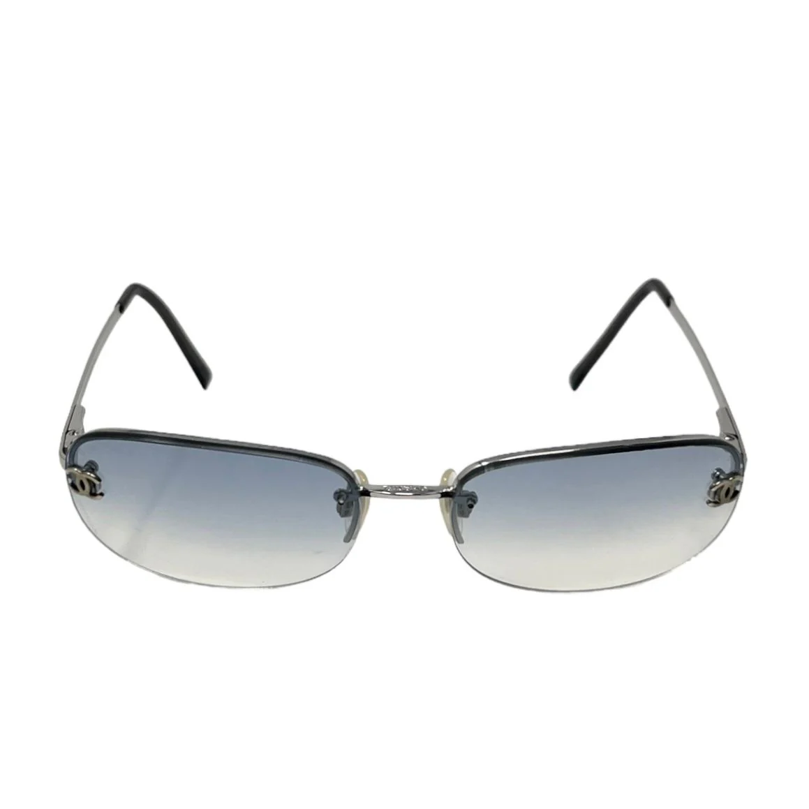 Chanel Blue Logo Rimless Sunglasses - Image 2