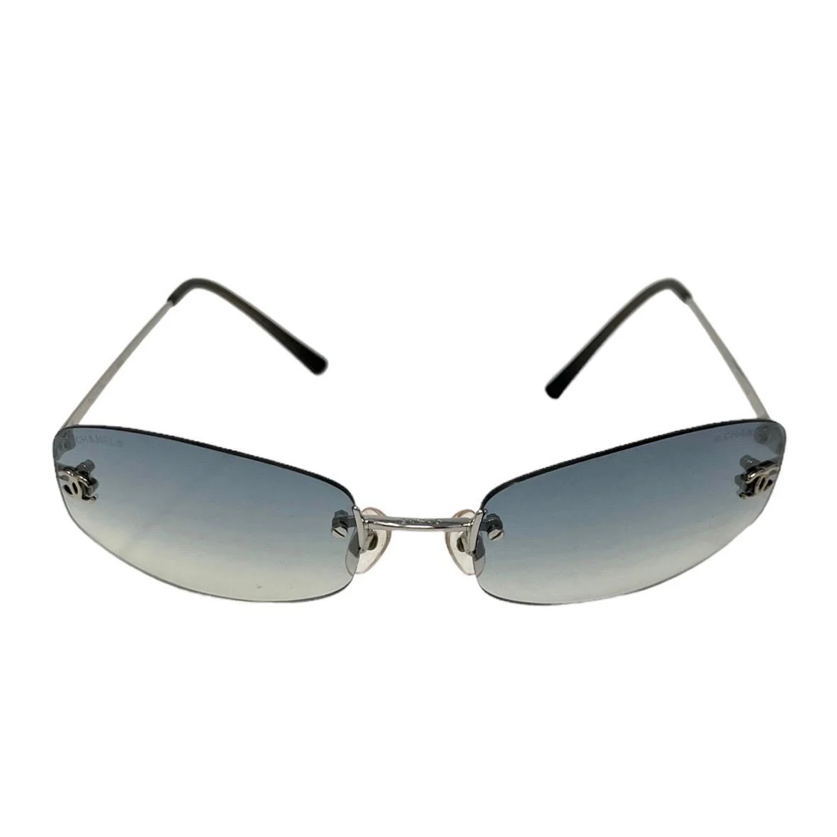 Chanel Blue Logo Rimless Sunglasses - Image 2