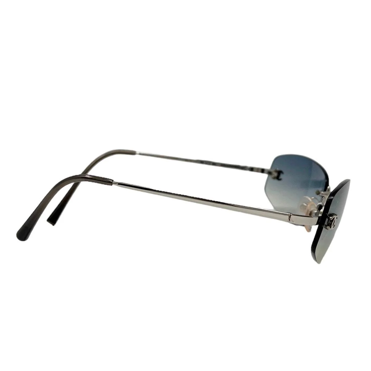 Chanel Blue Logo Rimless Sunglasses - Image 3