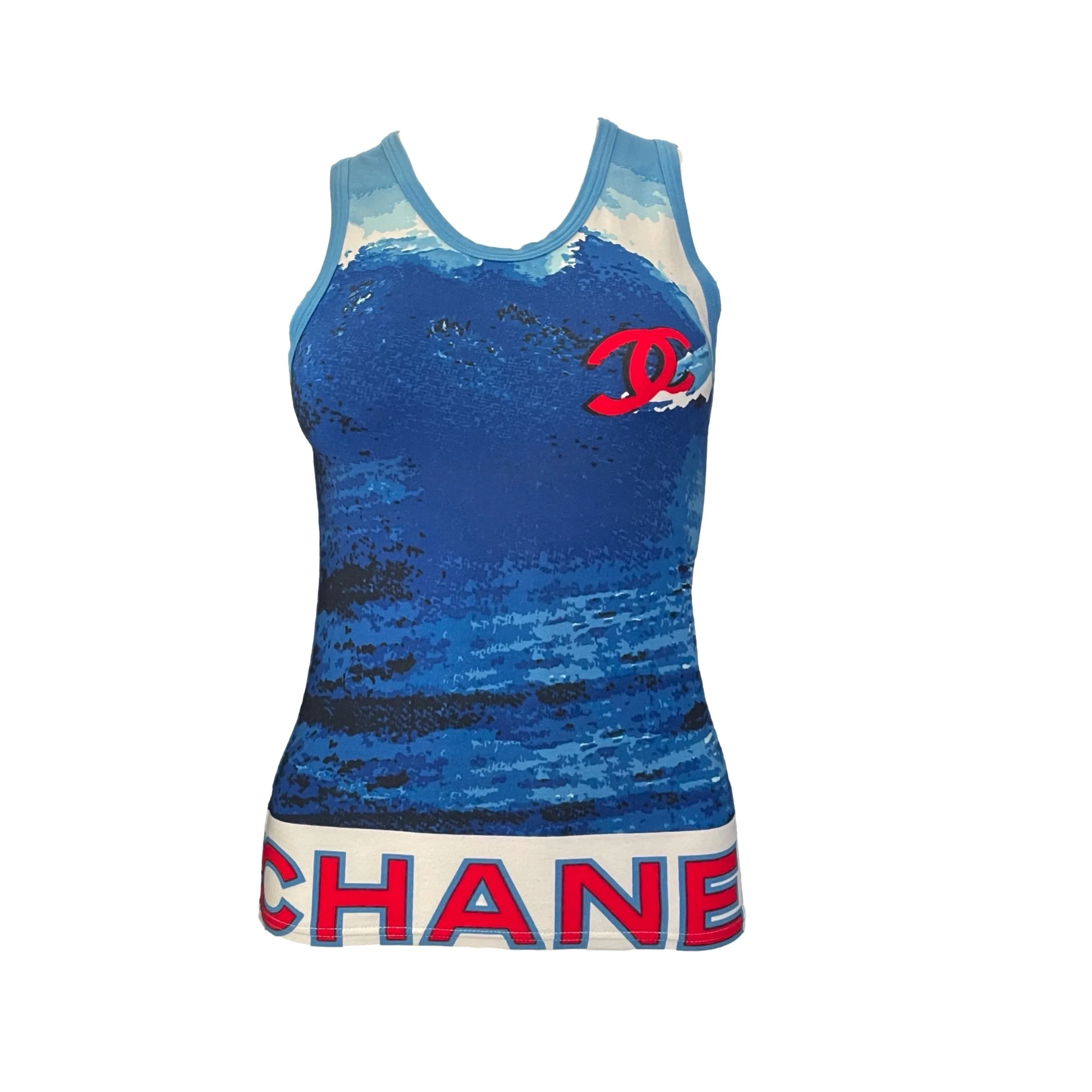 Chanel Blue Logo Surf Tank Top