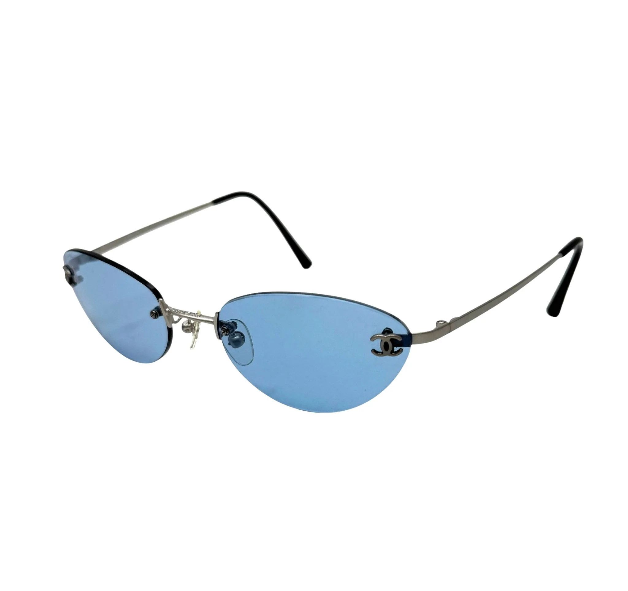 Chanel Blue Mini Rimless Sunglasses - Image 2