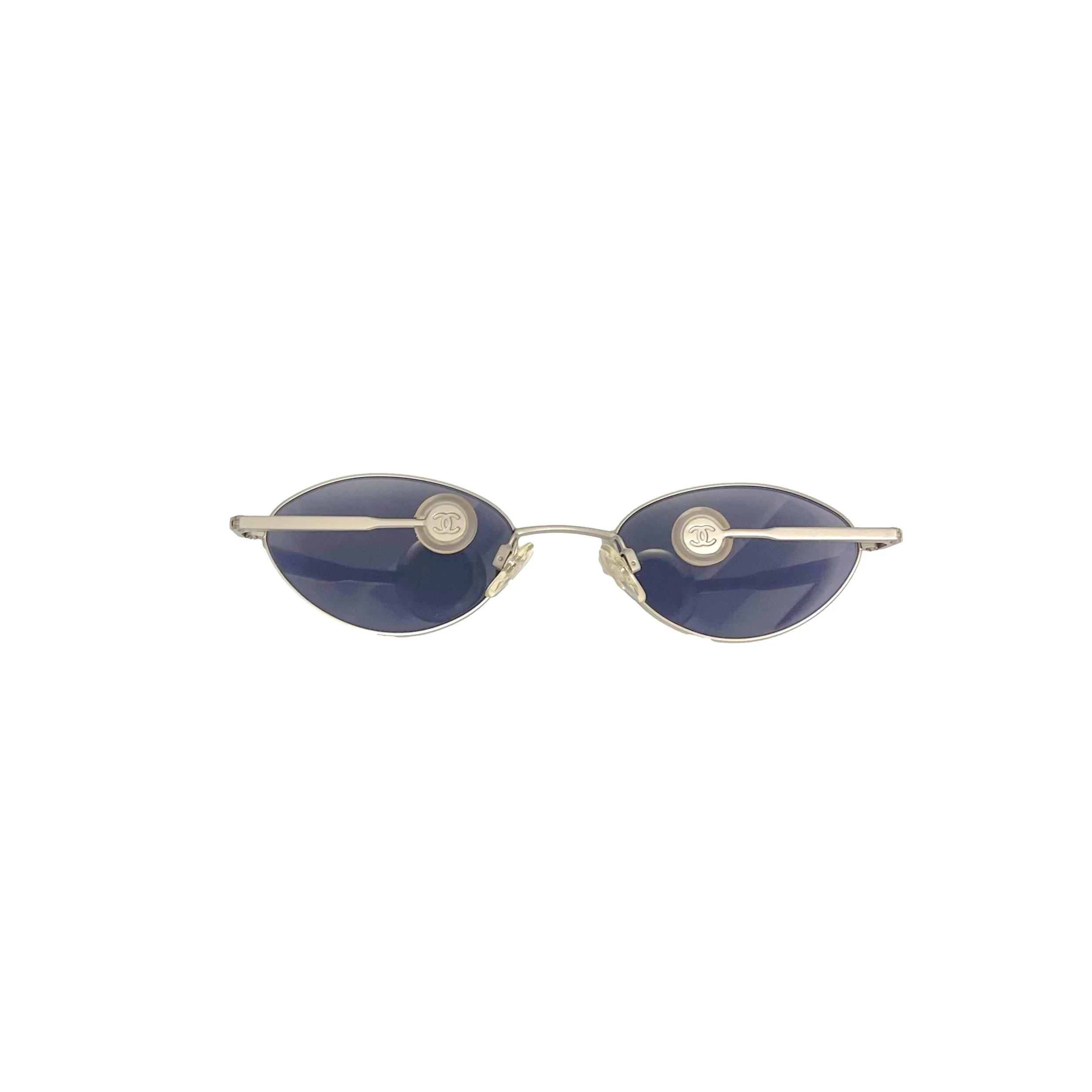 Chanel Blue Mini Round Temple Sunglasses - Image 3