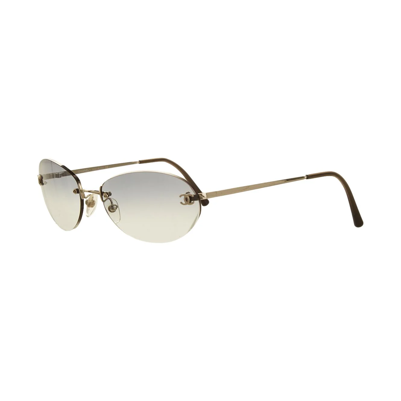 Chanel Blue Oval Rimless Logo Sunglasses - Image 2