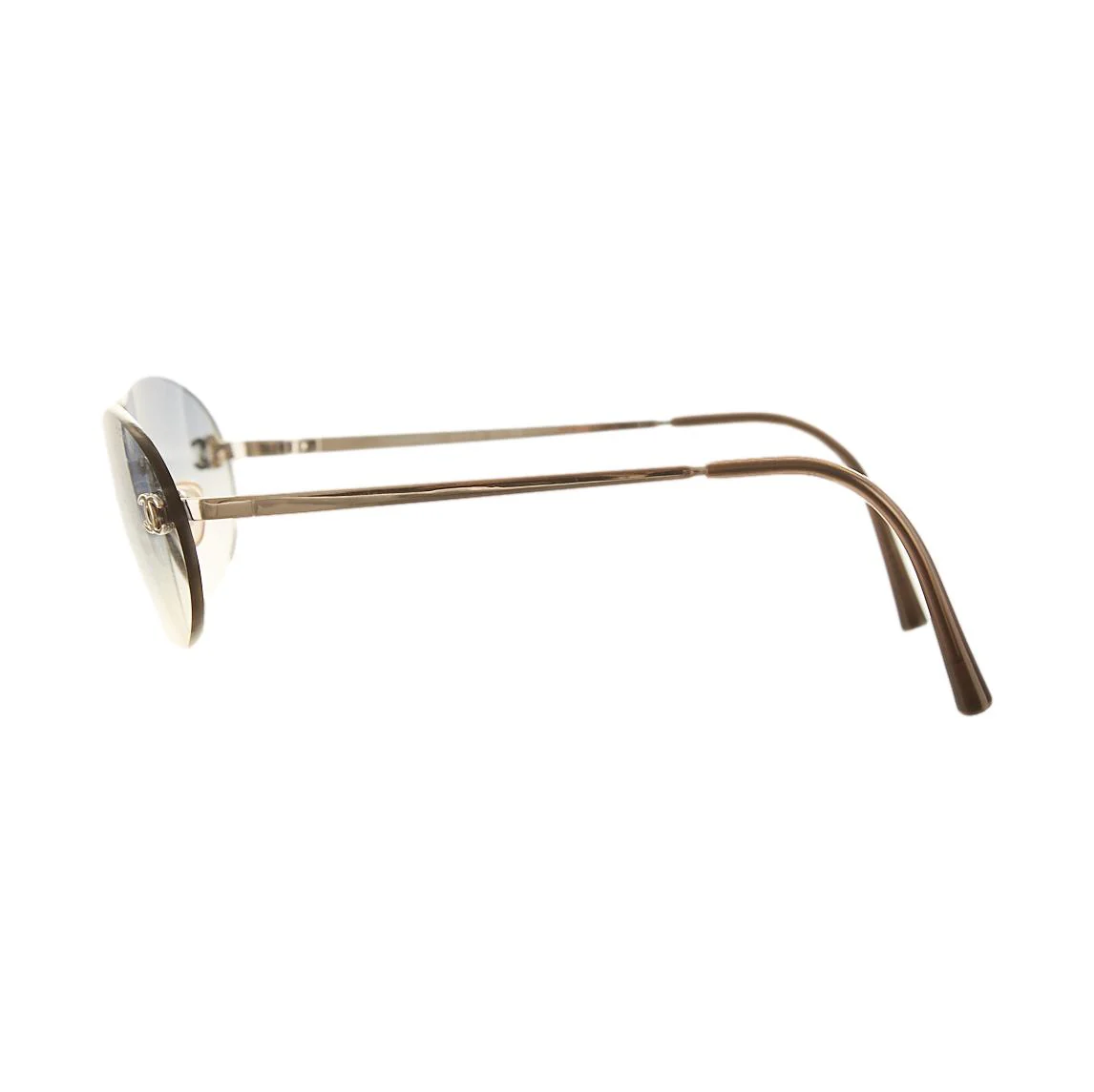 Chanel Blue Oval Rimless Sunglasses - Image 3