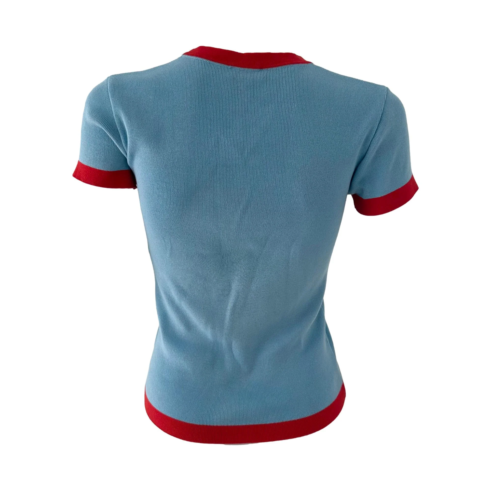 Chanel Blue + Red Ribbed Logo Top - Image 2