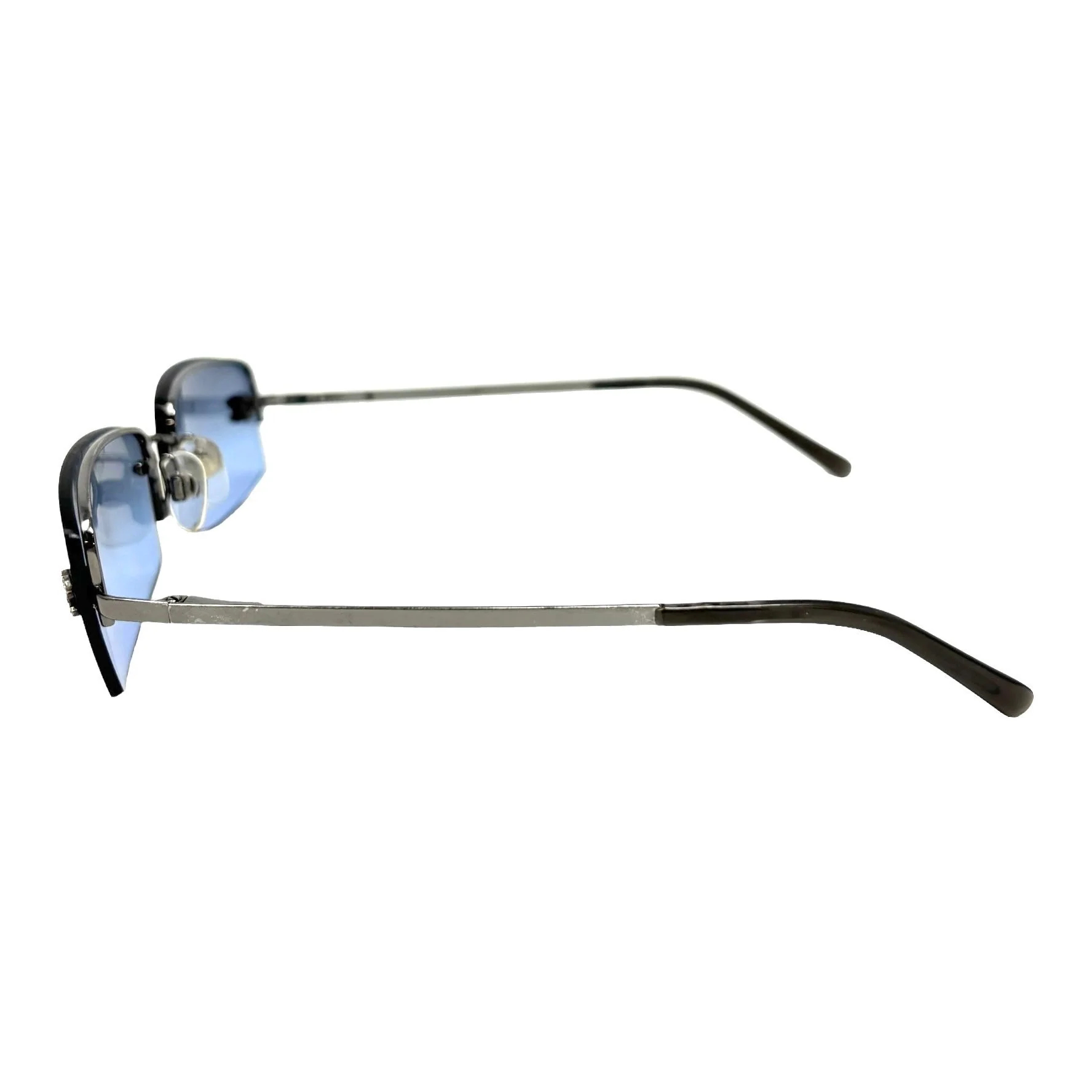 Chanel Micro Blue Rhinestone Logo Sunglasses - Image 3