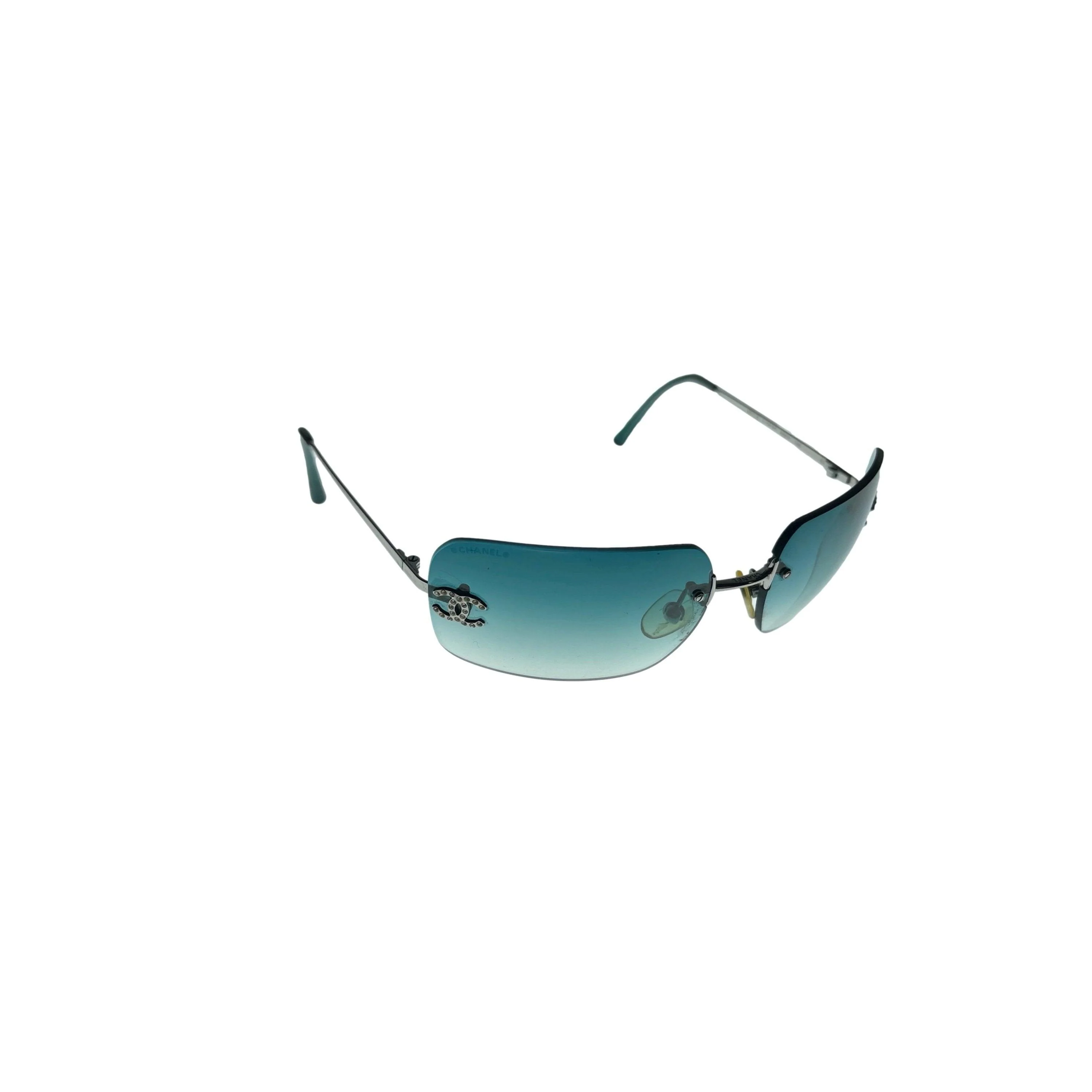 Chanel Blue Rimless Sunglasses - Image 2