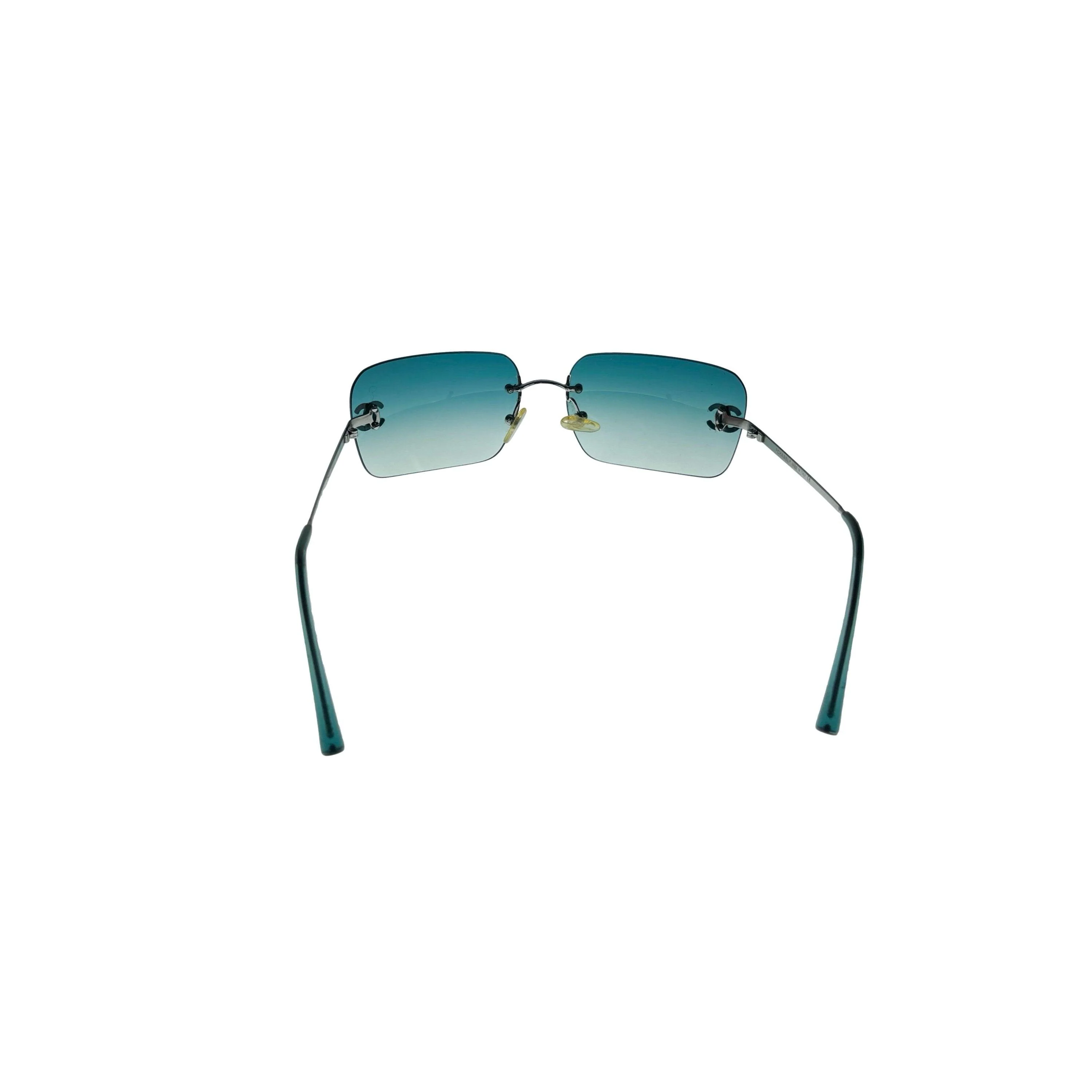 Chanel Blue Rimless Sunglasses - Image 3