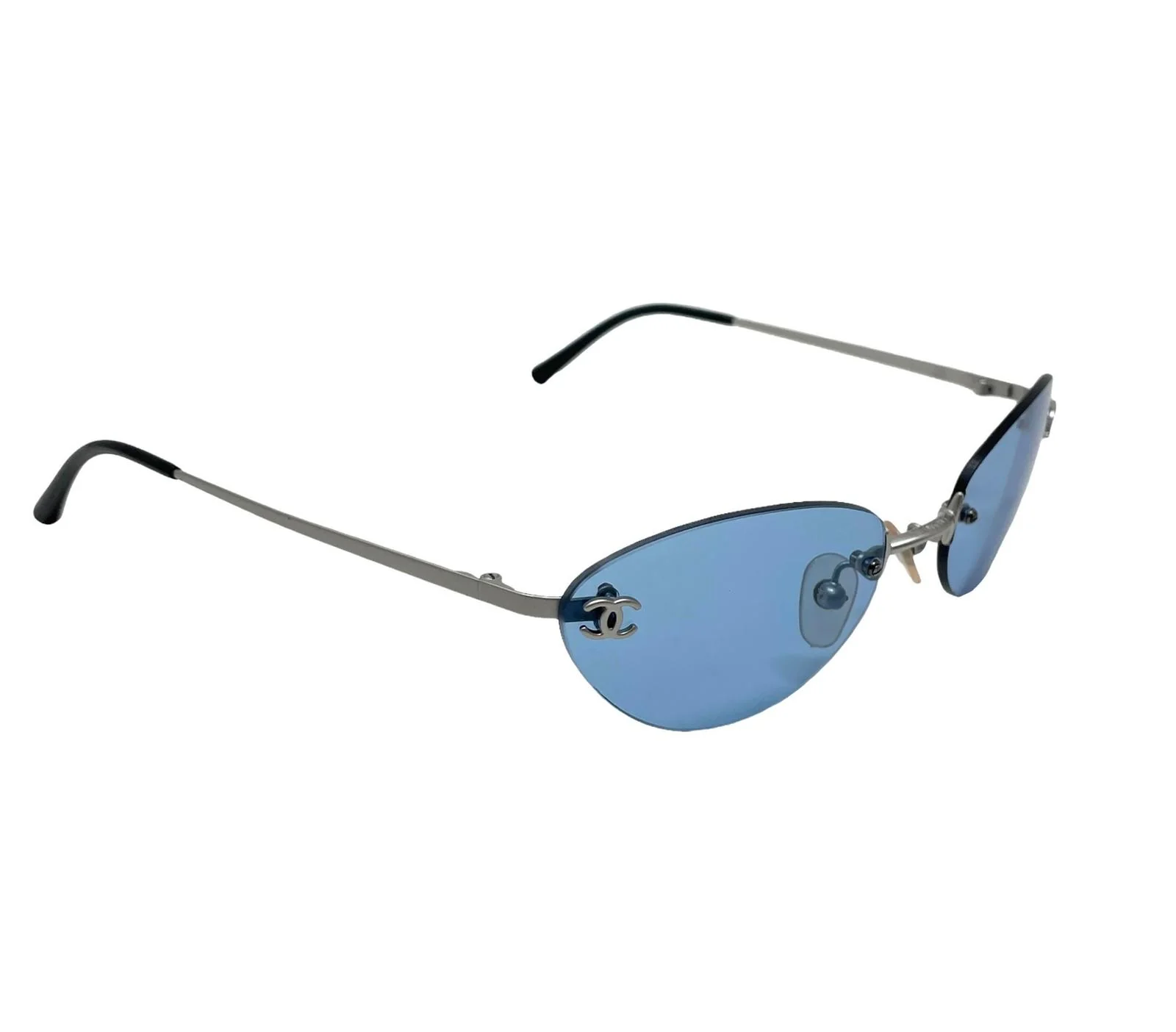 Chanel Blue Rimless Sunglasses - Image 2