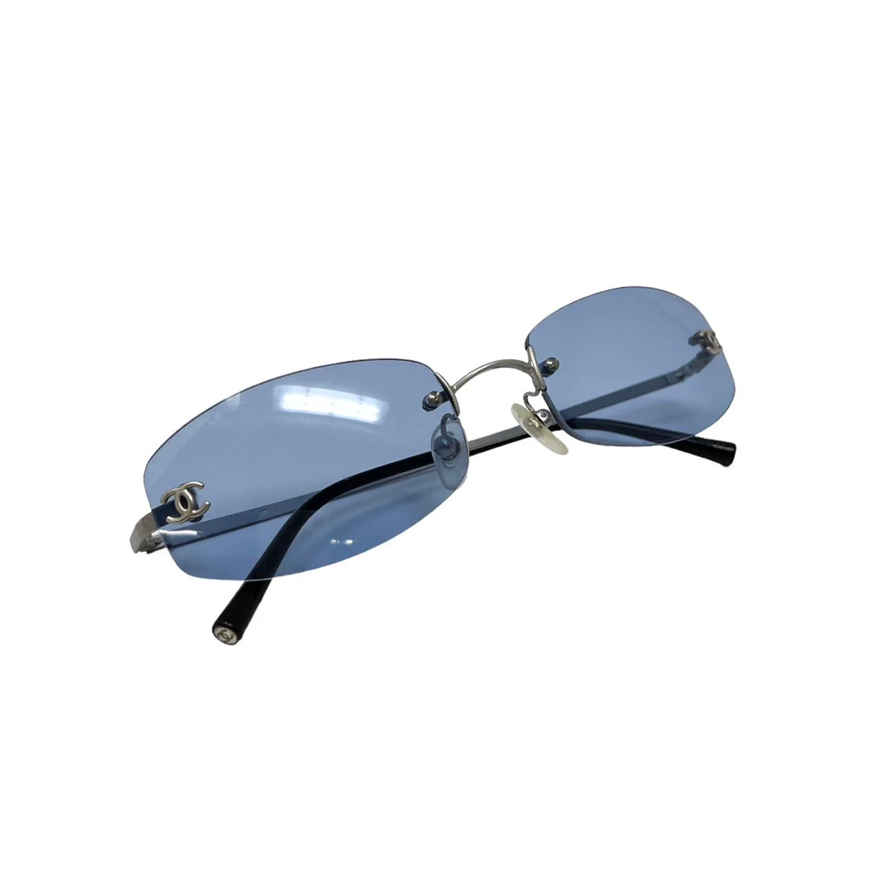 Chanel Blue Square Rimless Sunglasses - Image 3