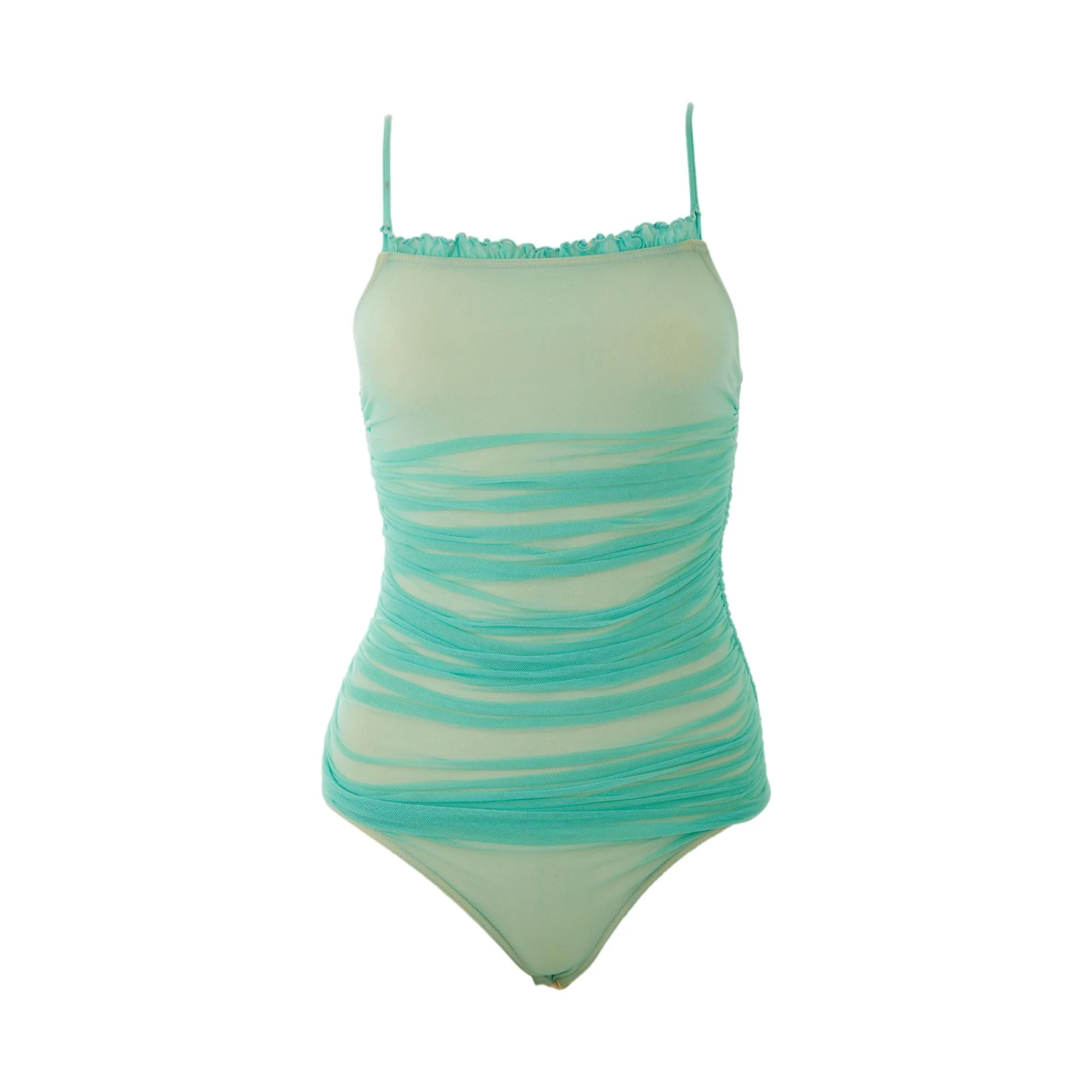 Chanel Turquoise Ruched Bodysuit - Image 2