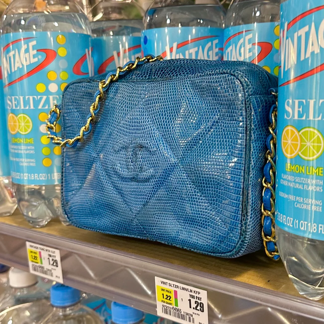 Chanel Bright Blue Lizard Tassel Bag - Image 5