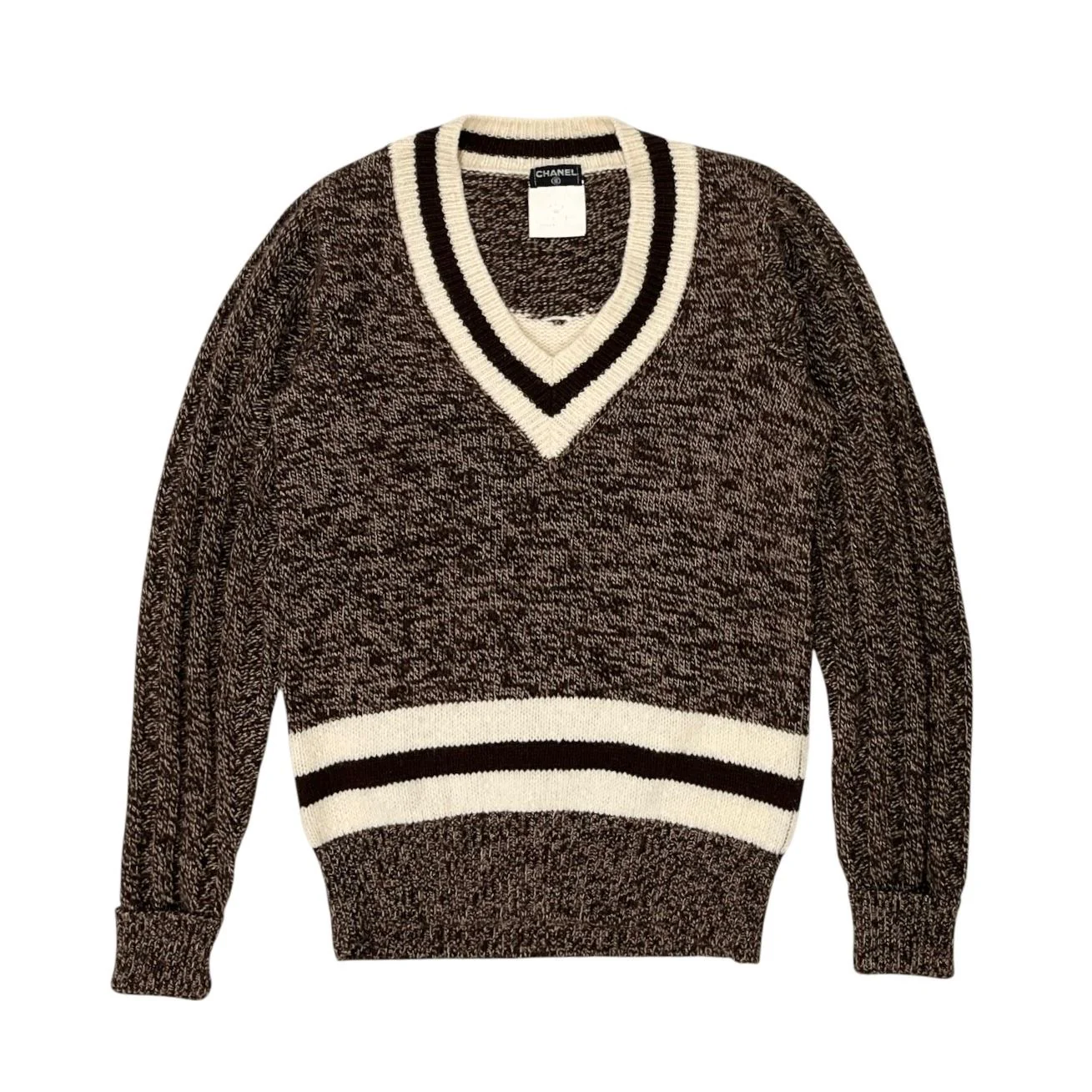 Chanel Brown Cashmere Jumbo Logo Sweater - Image 2