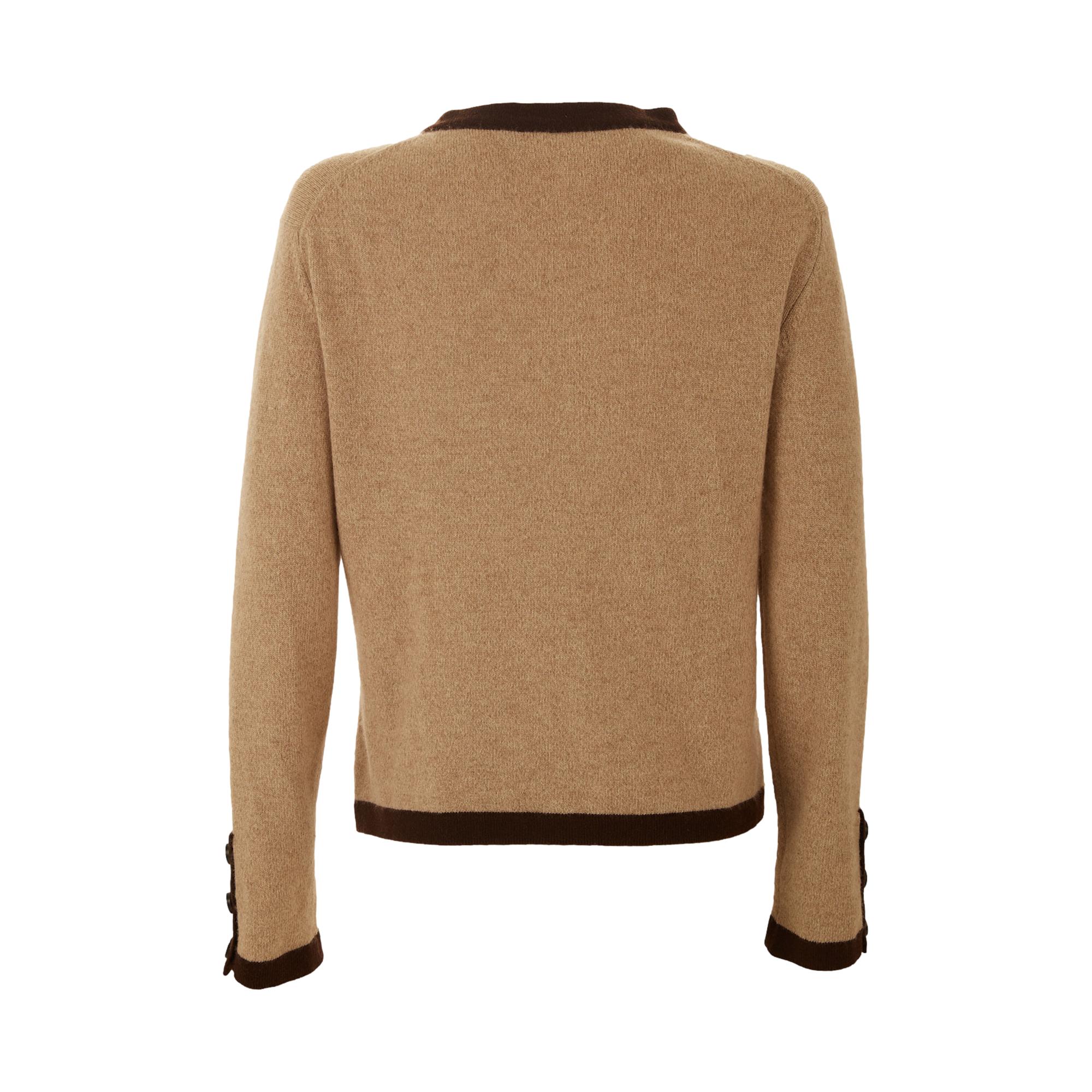 Chanel Brown Cashmere Logo Button Cardigan - Image 2
