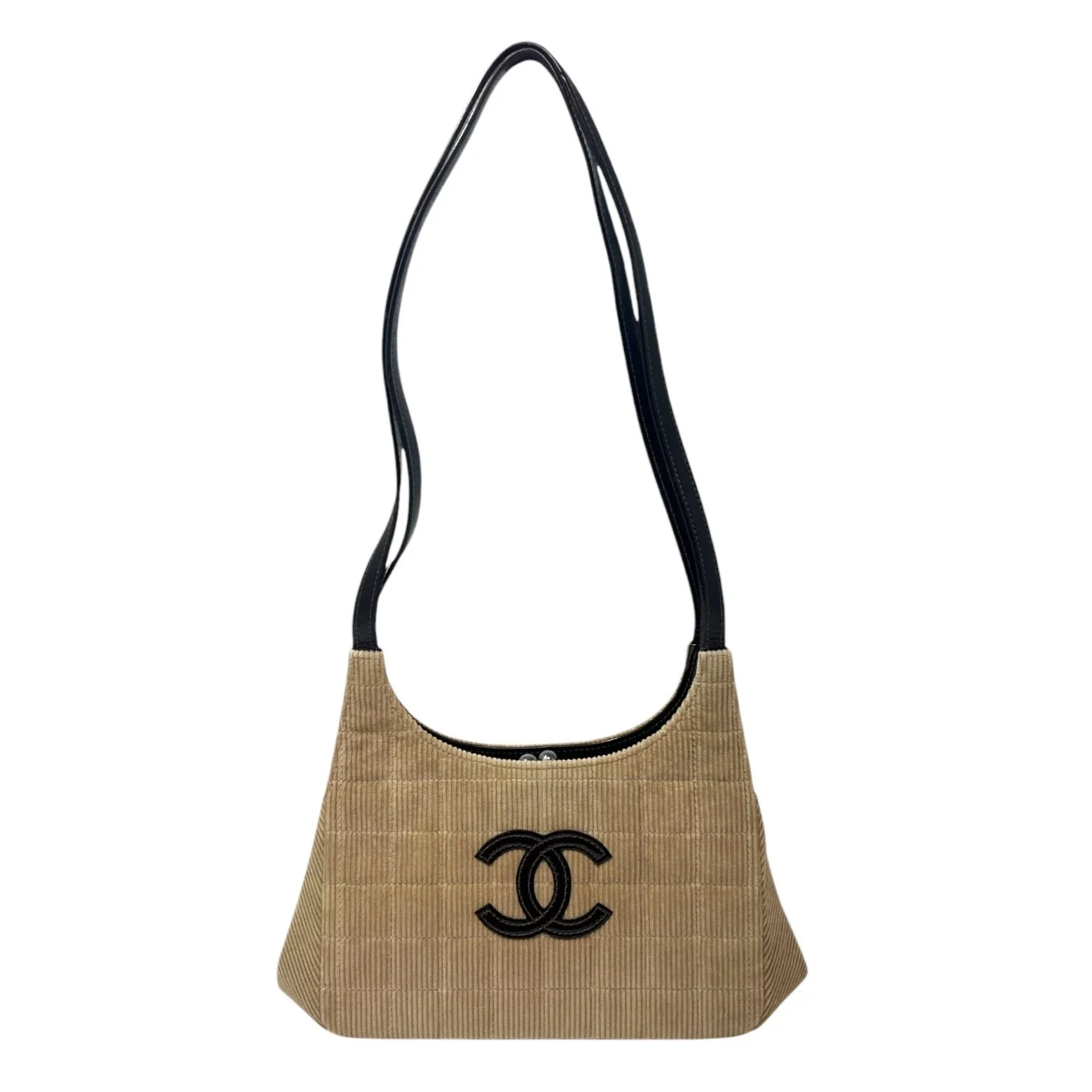 Chanel Brown Corduroy Quilted Logo Shoulder Bag