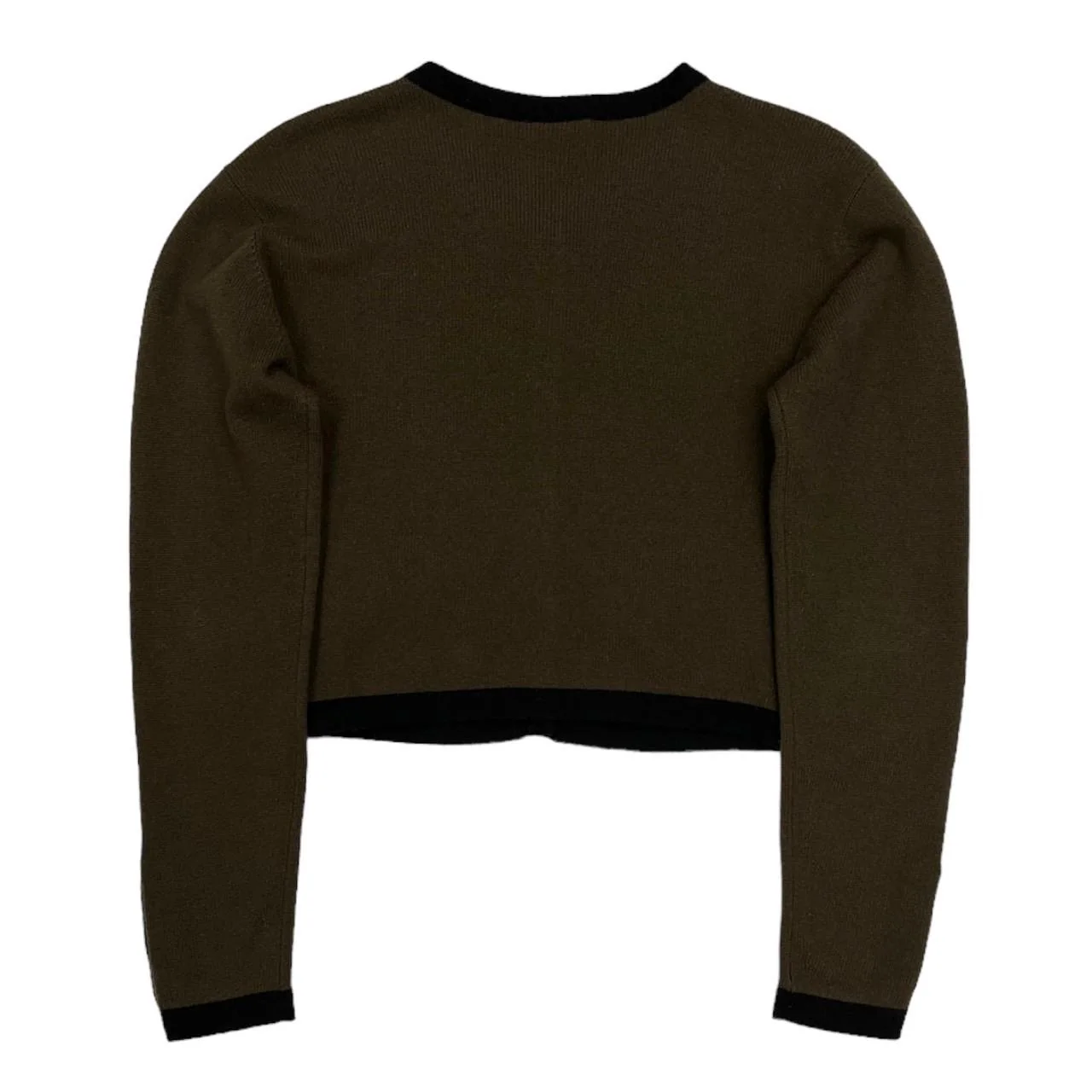 Chanel Brown Cropped Logo Cardigan - Image 2