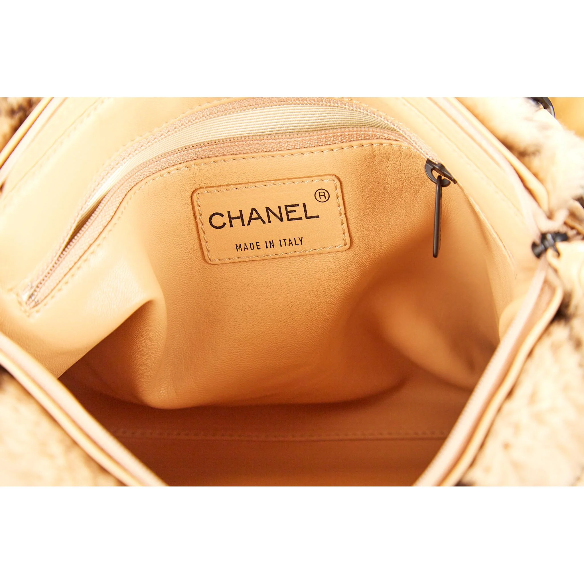 Chanel Brown Fur Logo Chain Shoulder Bag - Image 4
