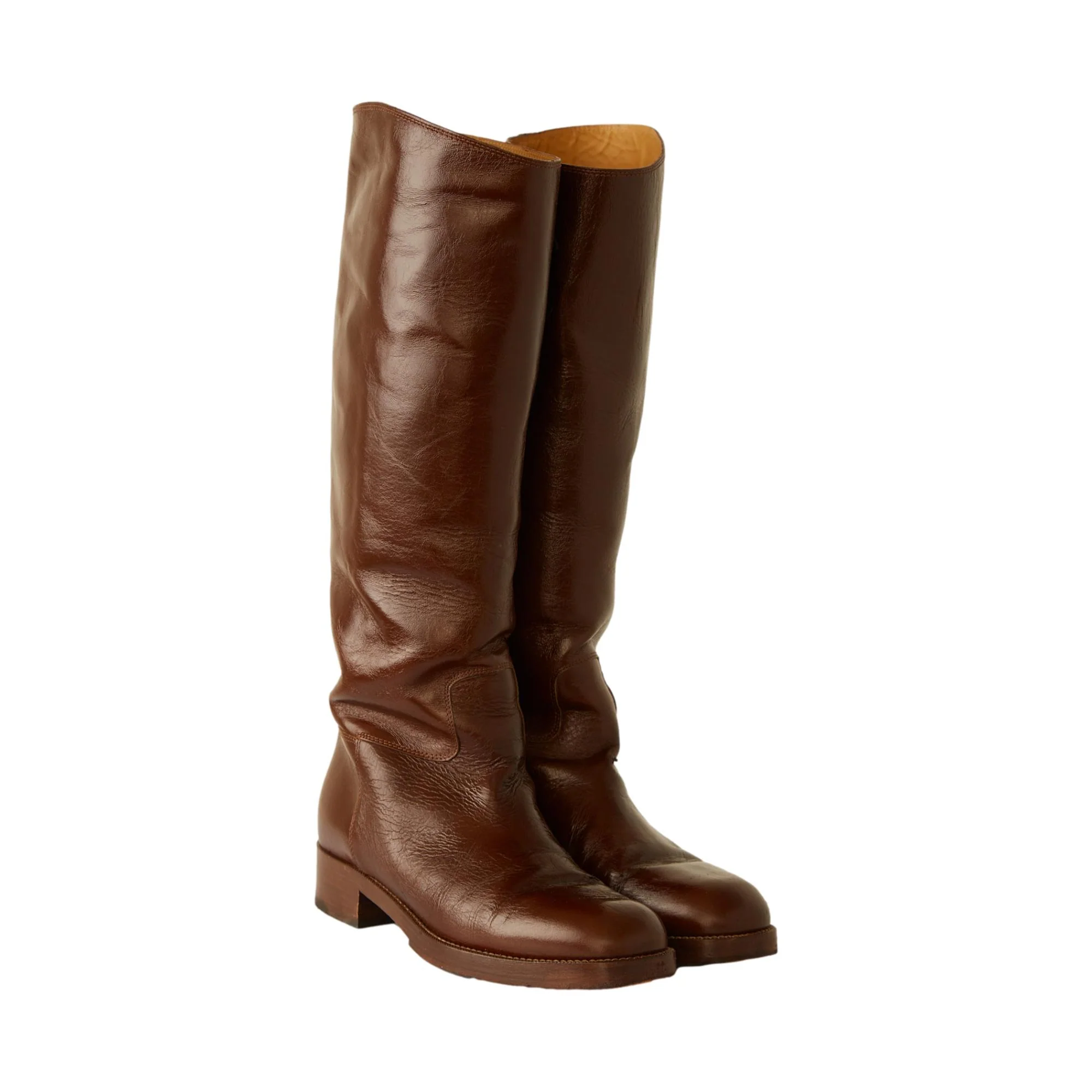 Chanel Brown Jumbo Logo Riding Boots - Image 3