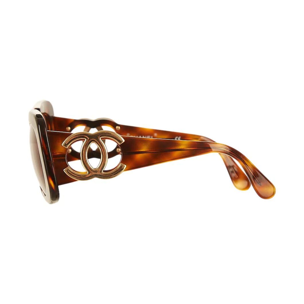 Chanel Brown Jumbo Logo Sunglasses - Image 3