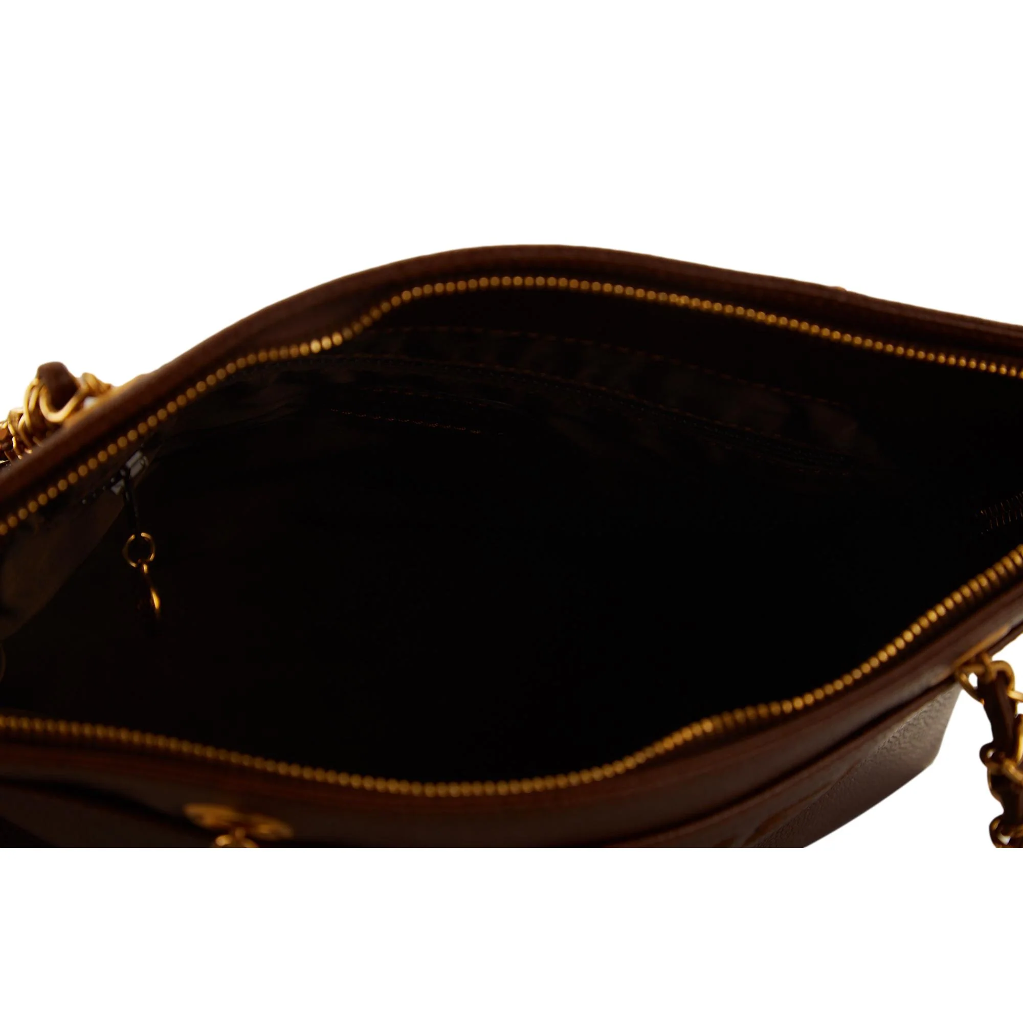 Chanel Brown Logo Chain Shoulder Bag - Image 4