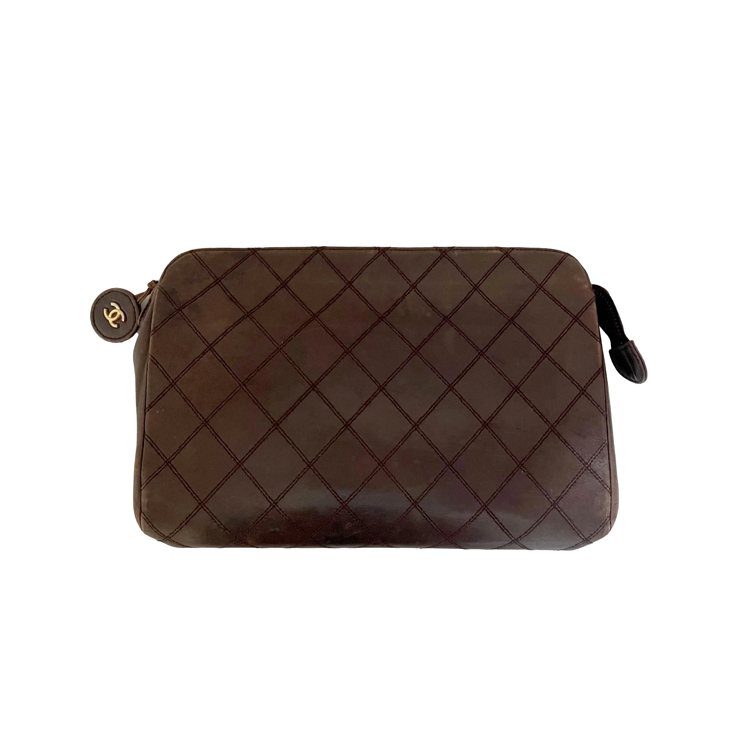 Chanel Brown Logo Clutch