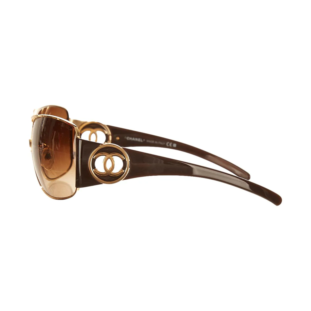 Chanel Brown Logo Shield Sunglasses - Image 3