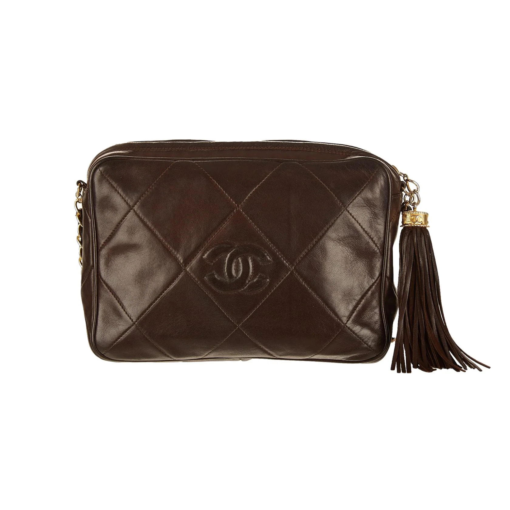 Chanel Brown Logo Tassel Shoulder Bag - Image 2