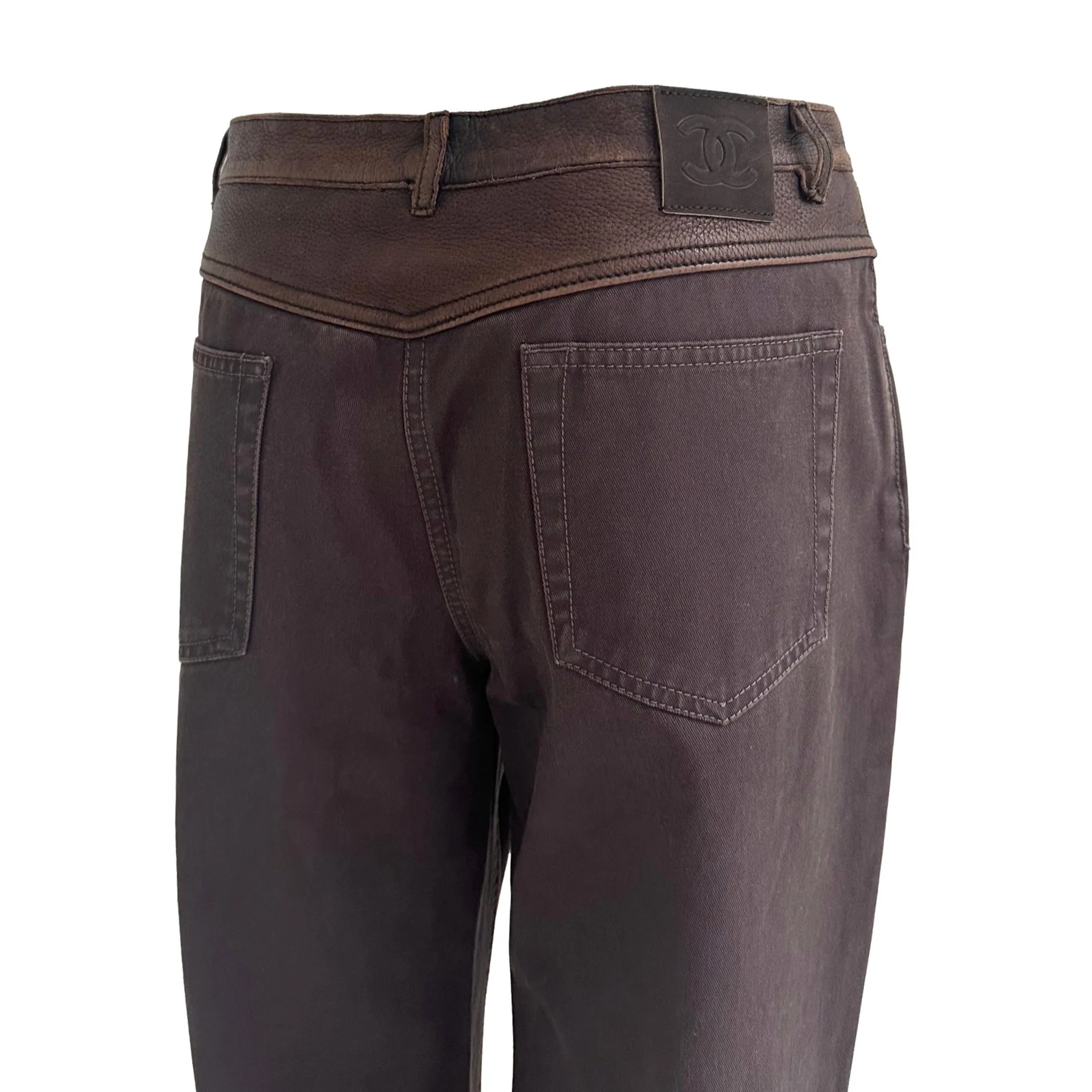 Chanel Brown Logo Western Flare Pants - Image 2